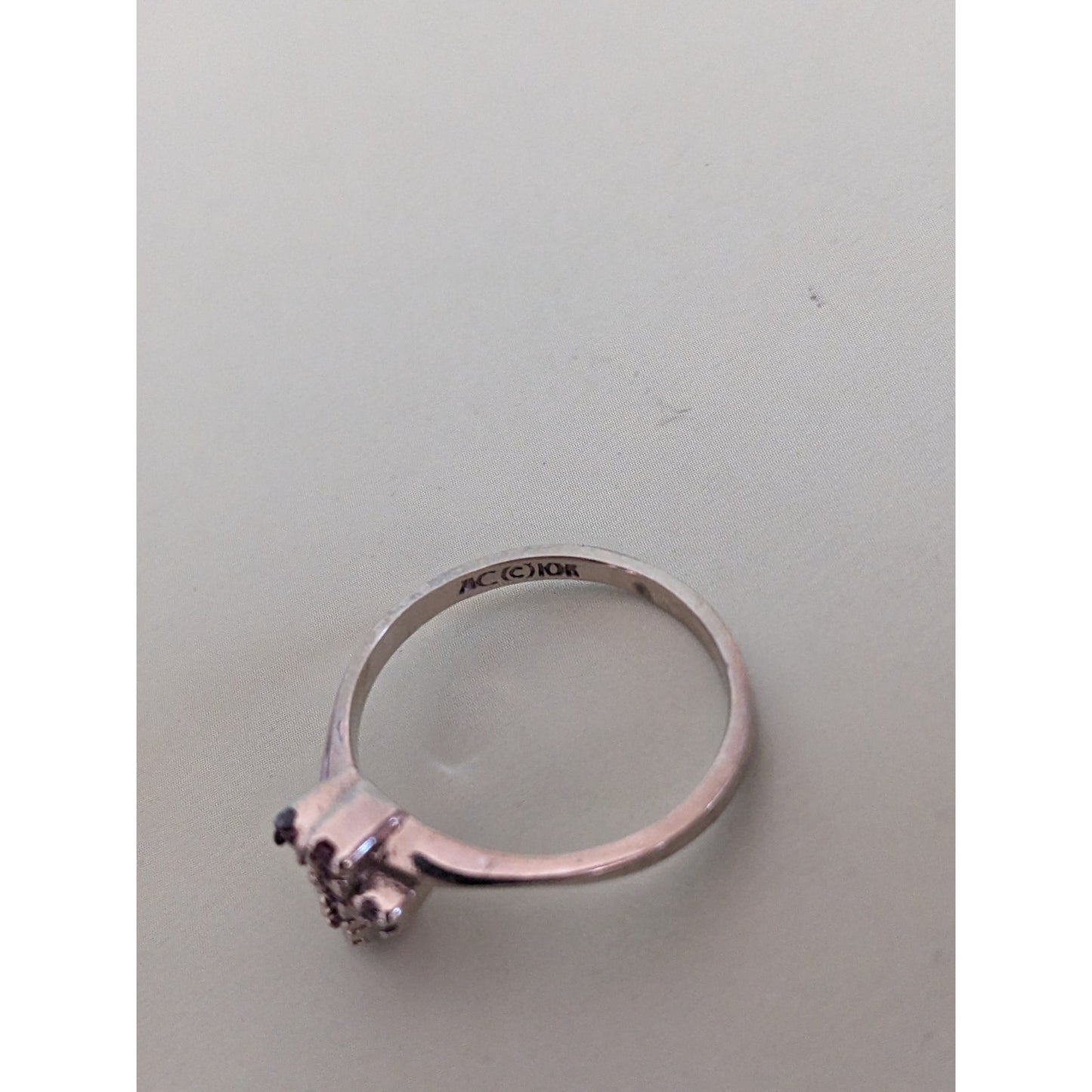 Vintage 10k White Gold Spinel Cross Shaped Ring Size 6