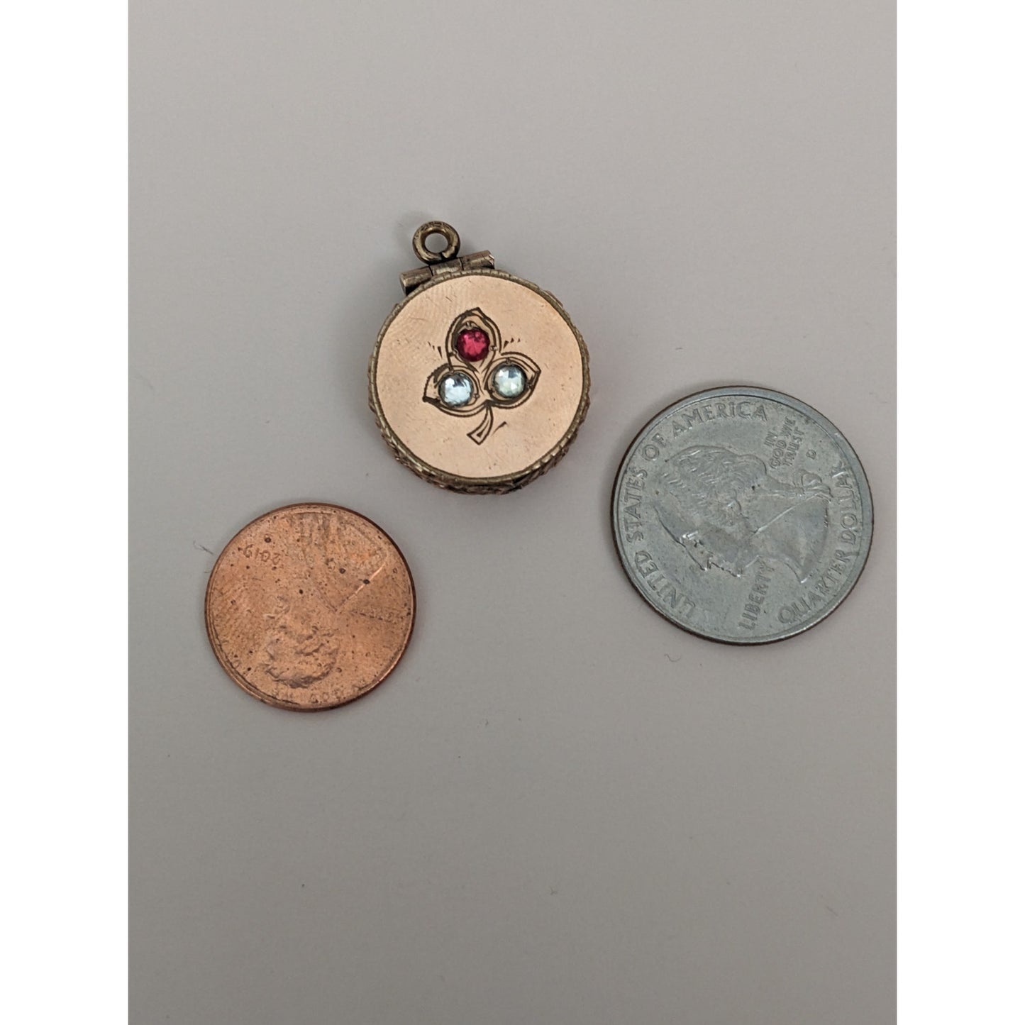 Vintage Victorian Gold Filled Locket with Pink and White Stones