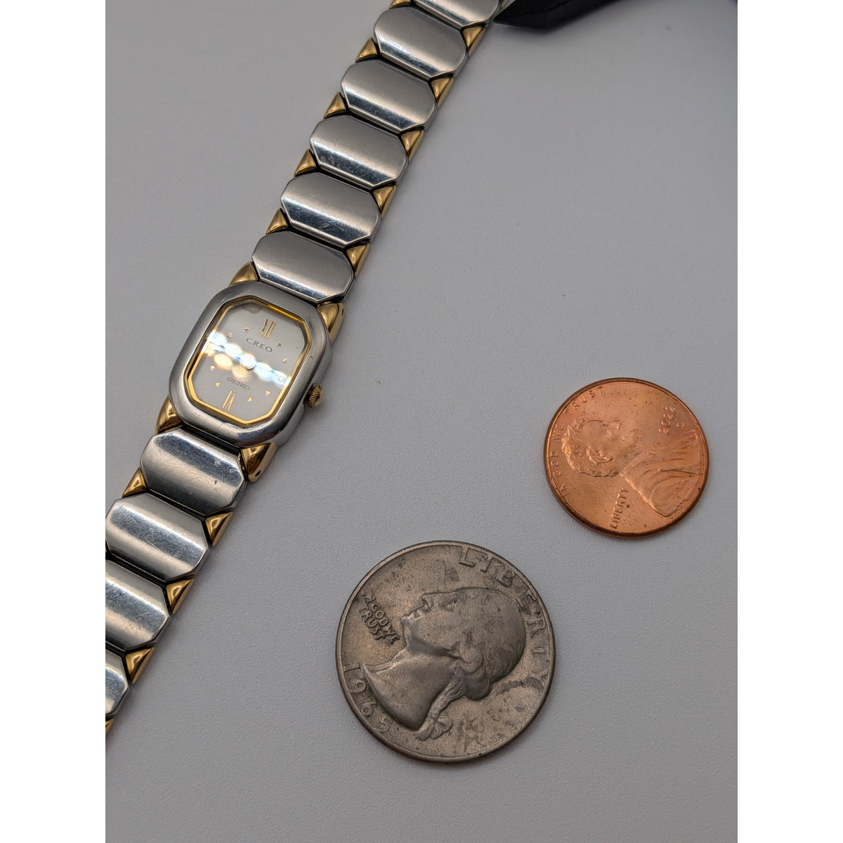 Vintage 1980s Seiko Creo 4N20-5022 Two Tone Quartz Watch Working
