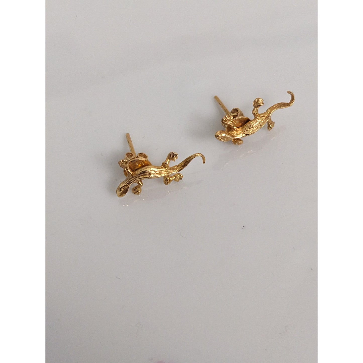 Vintage Unmarked 14k Yellow Gold Lizard Earrings
