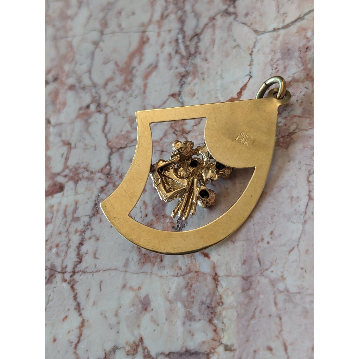 Vintage 14k Mother Floral Gemstone Bouquet Centerpiece Pendant