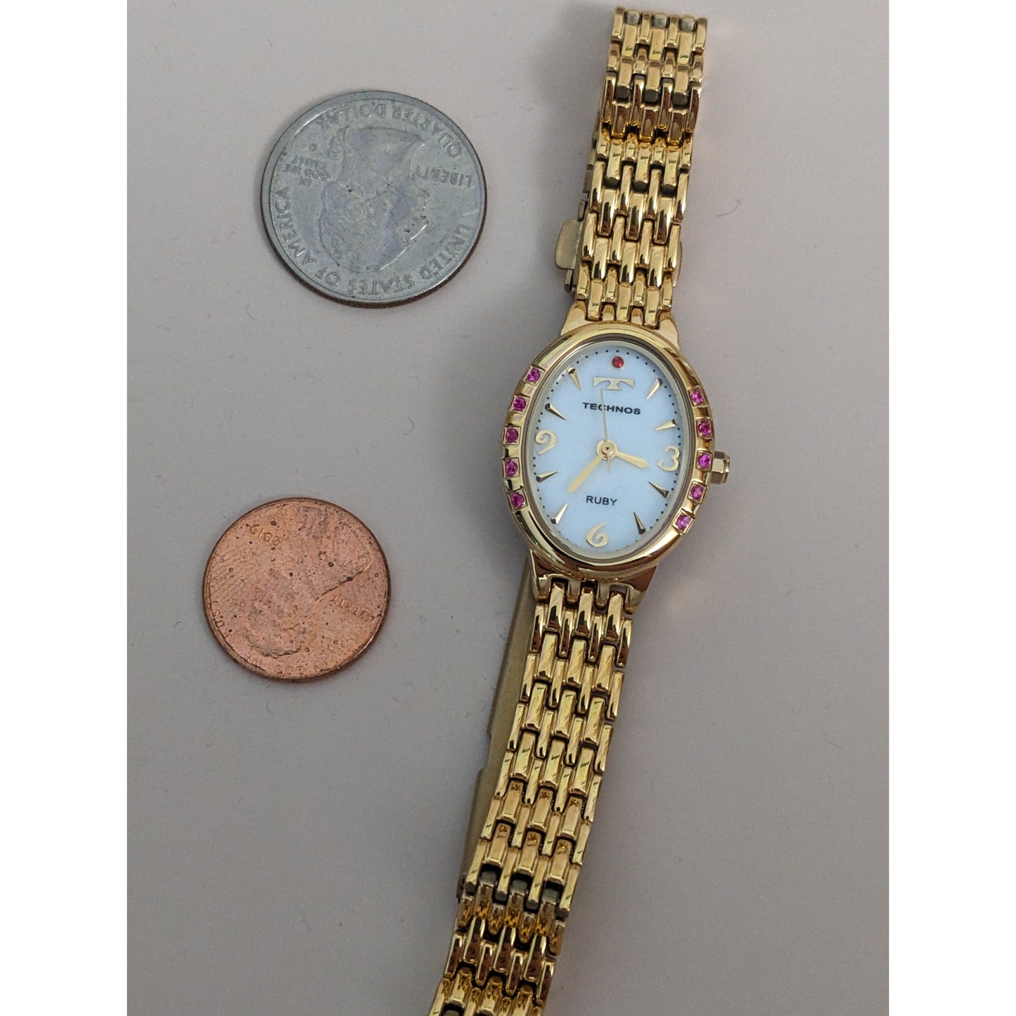 Vintage Andre Mouche Silver Tone Bangle Watch with Blue Floral Enamel Working