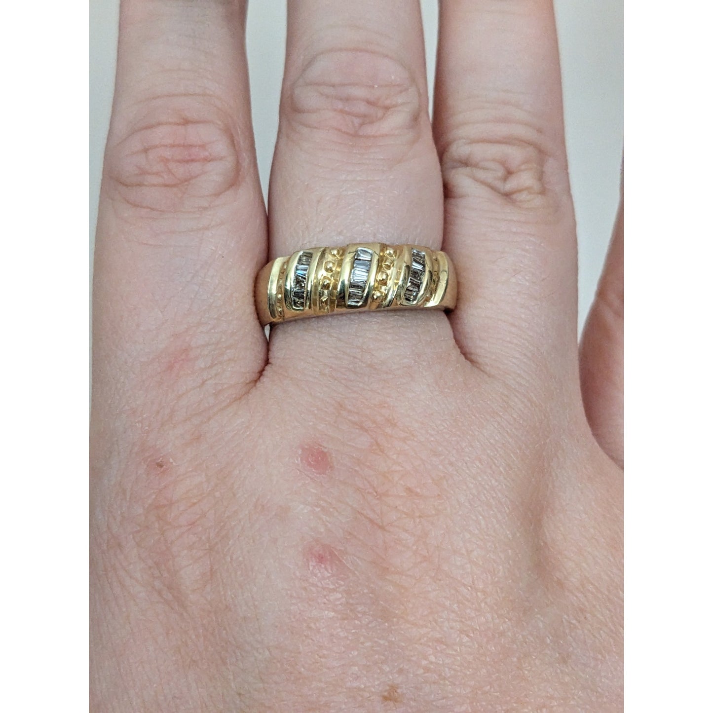 Vintage 14k Yellow Gold Baguette Diamond Ring Size 9.25 US