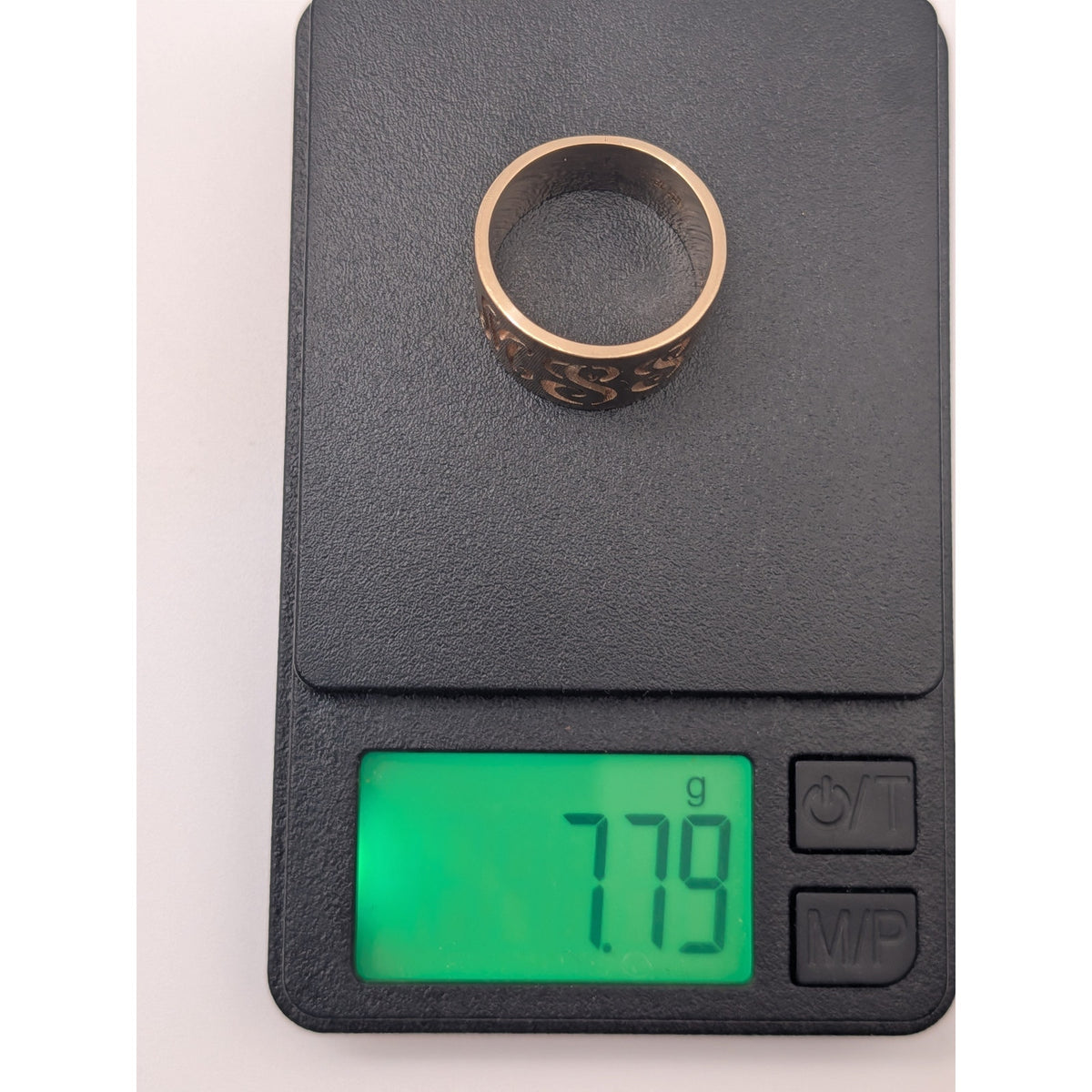 Vintage 14k Solid Yellow Gold Wide Cigar Ring Size 6 with "MSS" Monogram