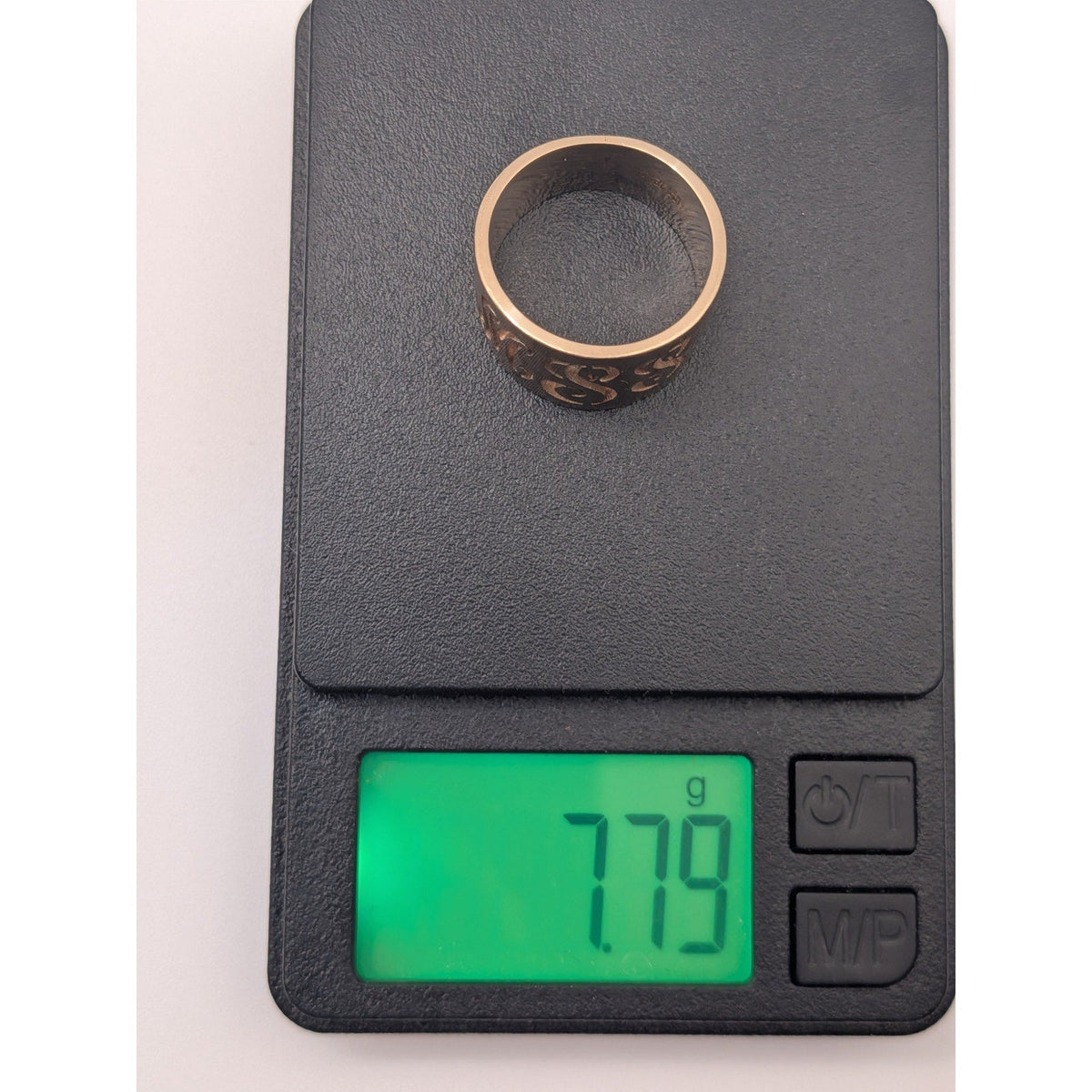 Vintage 14k Solid Yellow Gold Wide Cigar Ring Size 6 with "MSS" Monogram