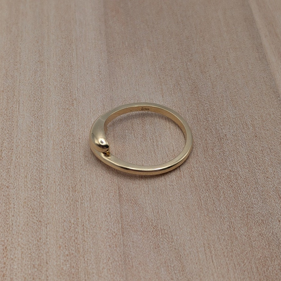 Estate 14k Yellow Gold Double Dome Teardrop Ring Size 6.5