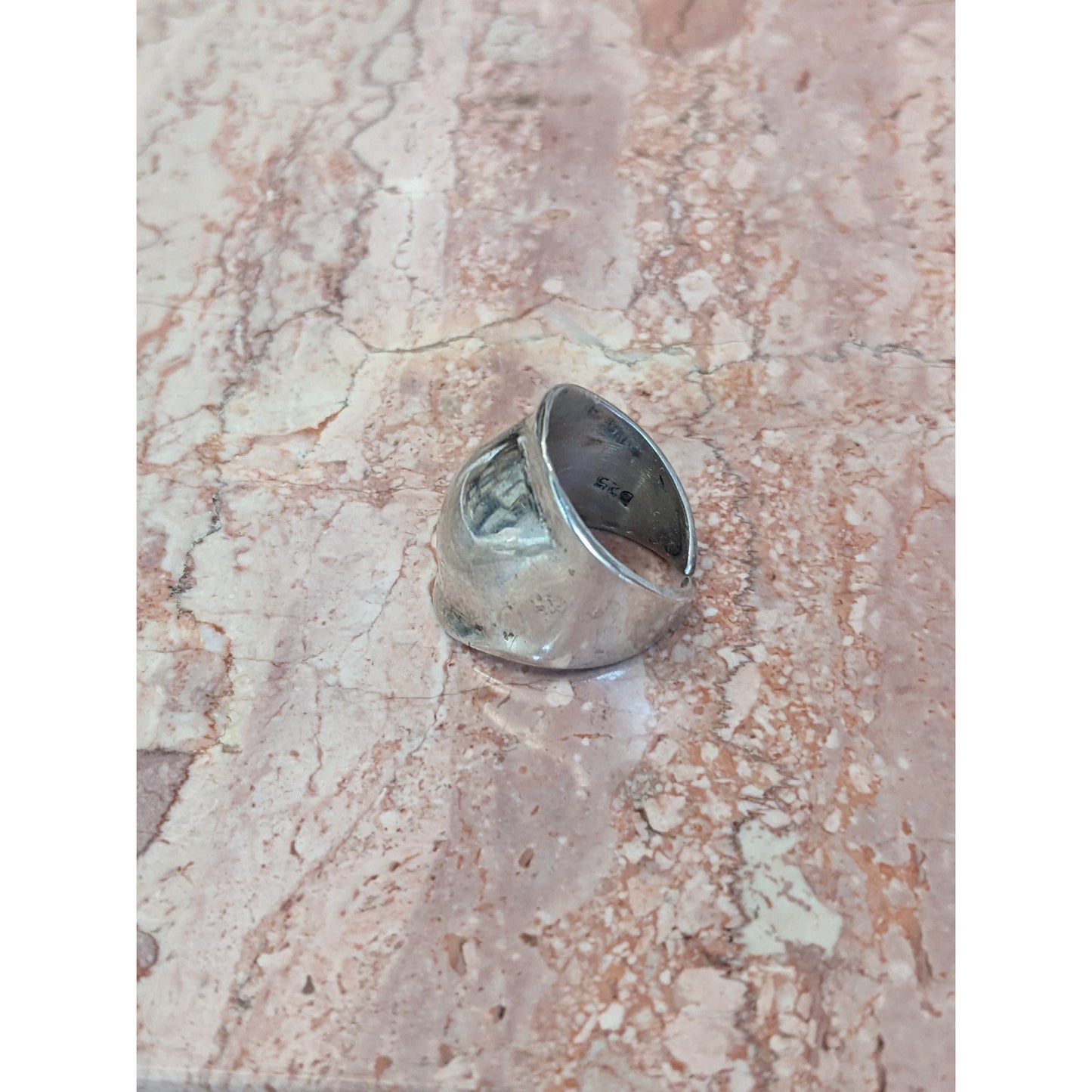 Vintage Sterling Silver 925 Concave Thick Band Ring Size 7.25