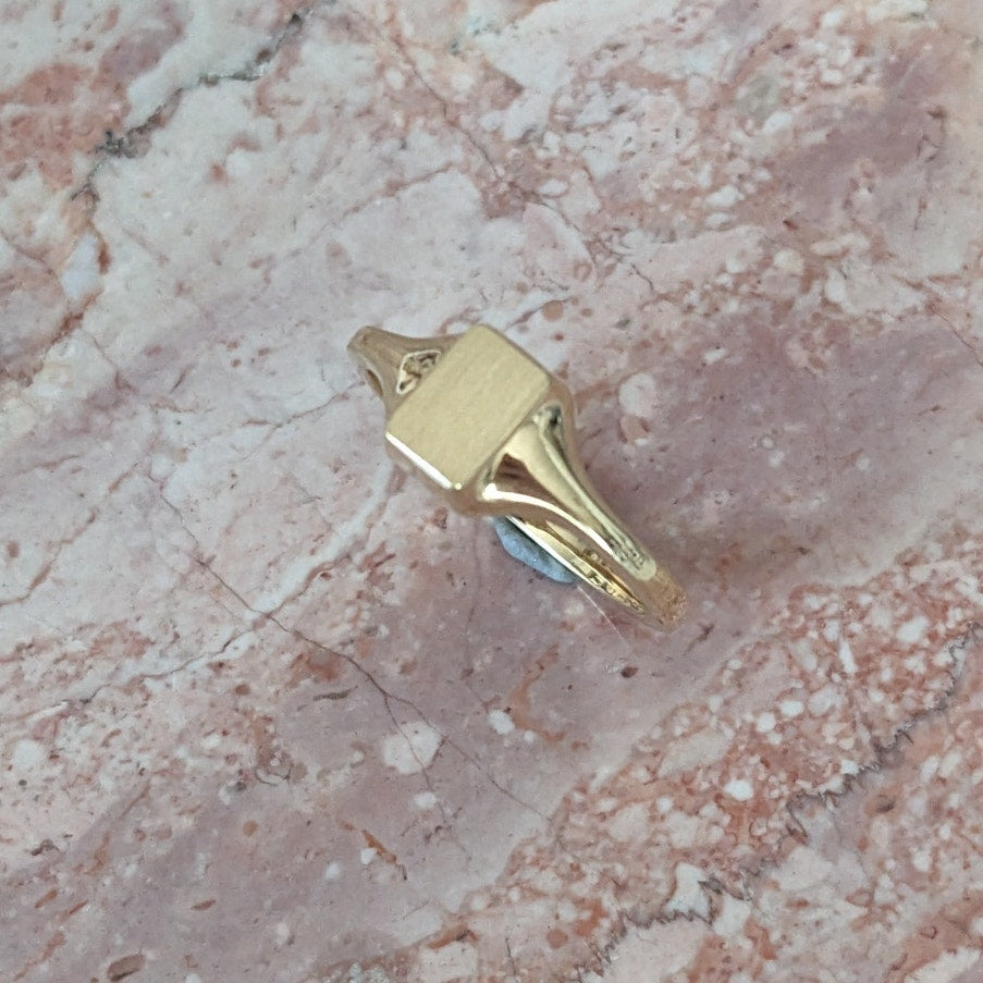 Vintage 14k Yellow Gold Blank Rectangle Signet Ring Size 7