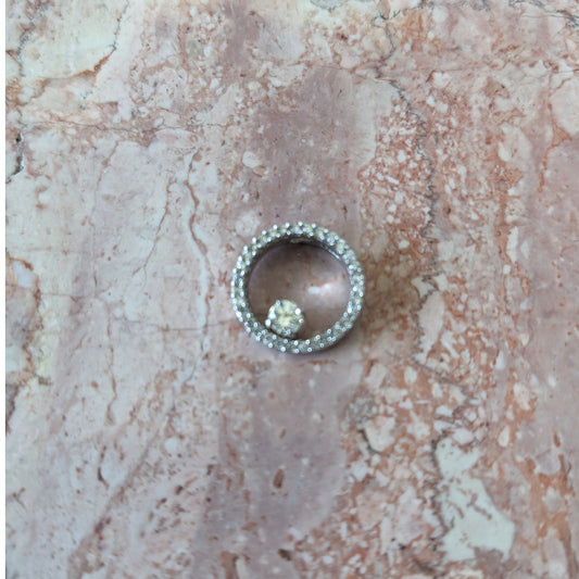 Estate 14k White Gold Circle of Life Pendant Natural Diamonds