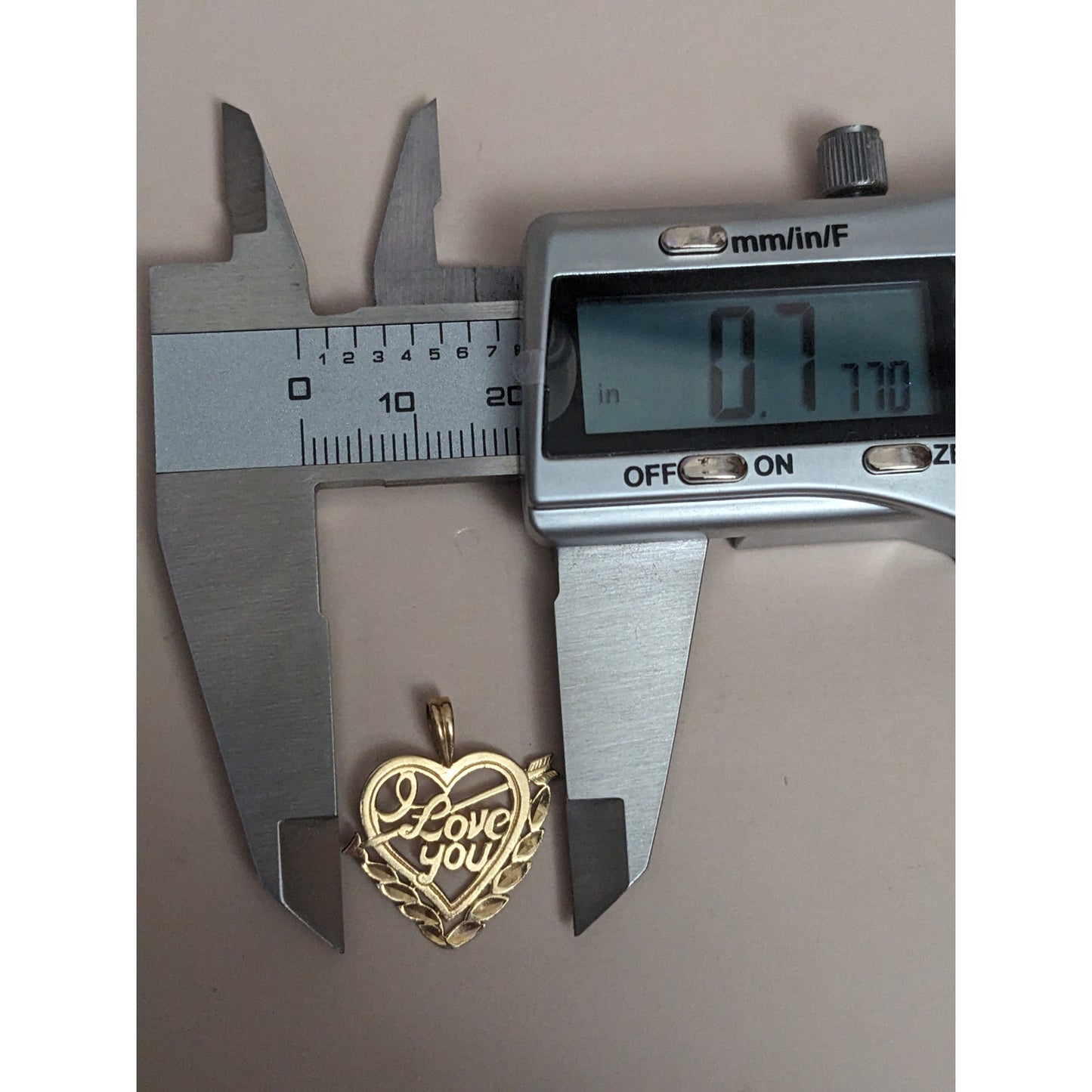 Vintage 14k Yellow Gold "I Love You" Heart Carved Charm Pendant
