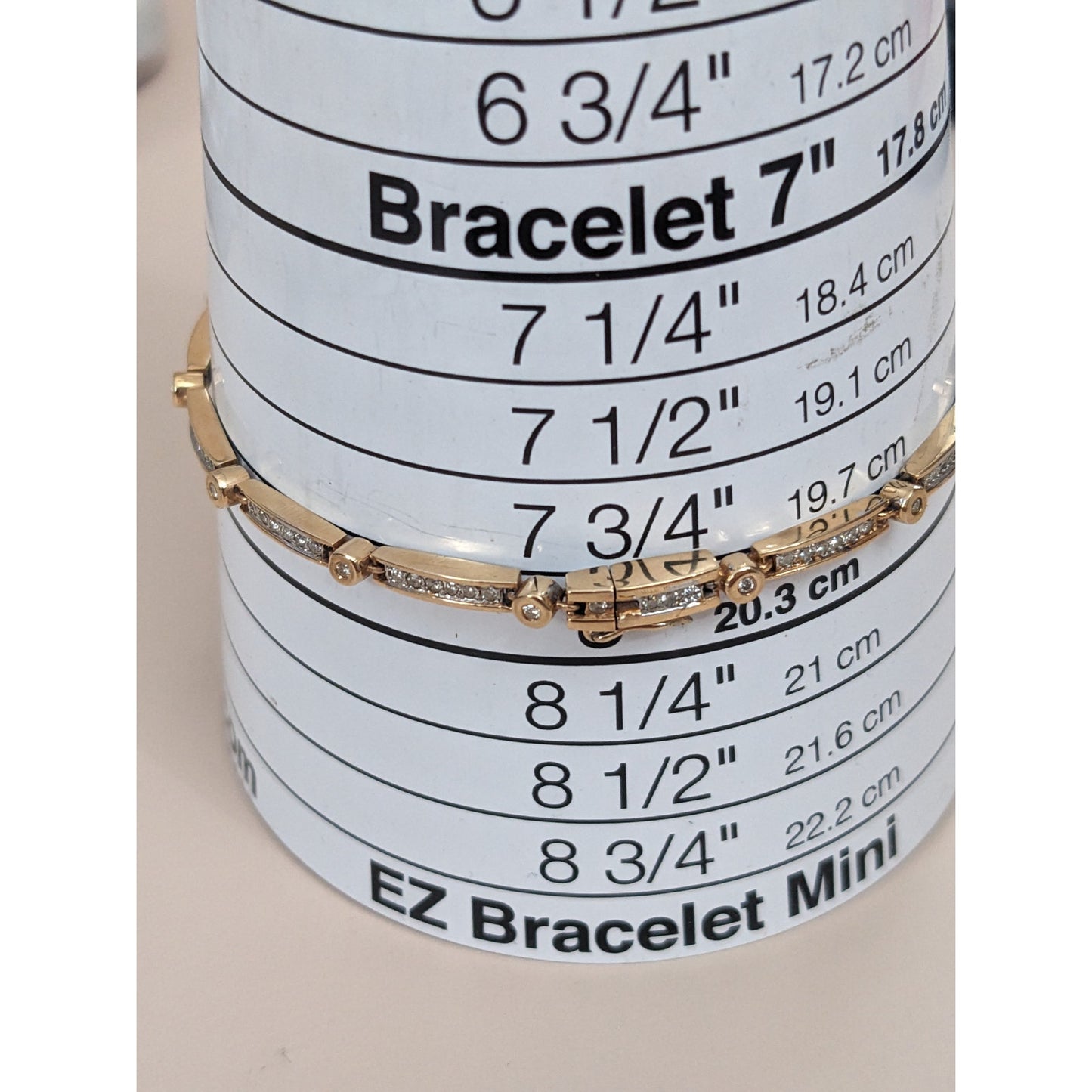 Estate 14k Yellow Gold Light Dainty Diamond Bar Link Bracelet 8 in