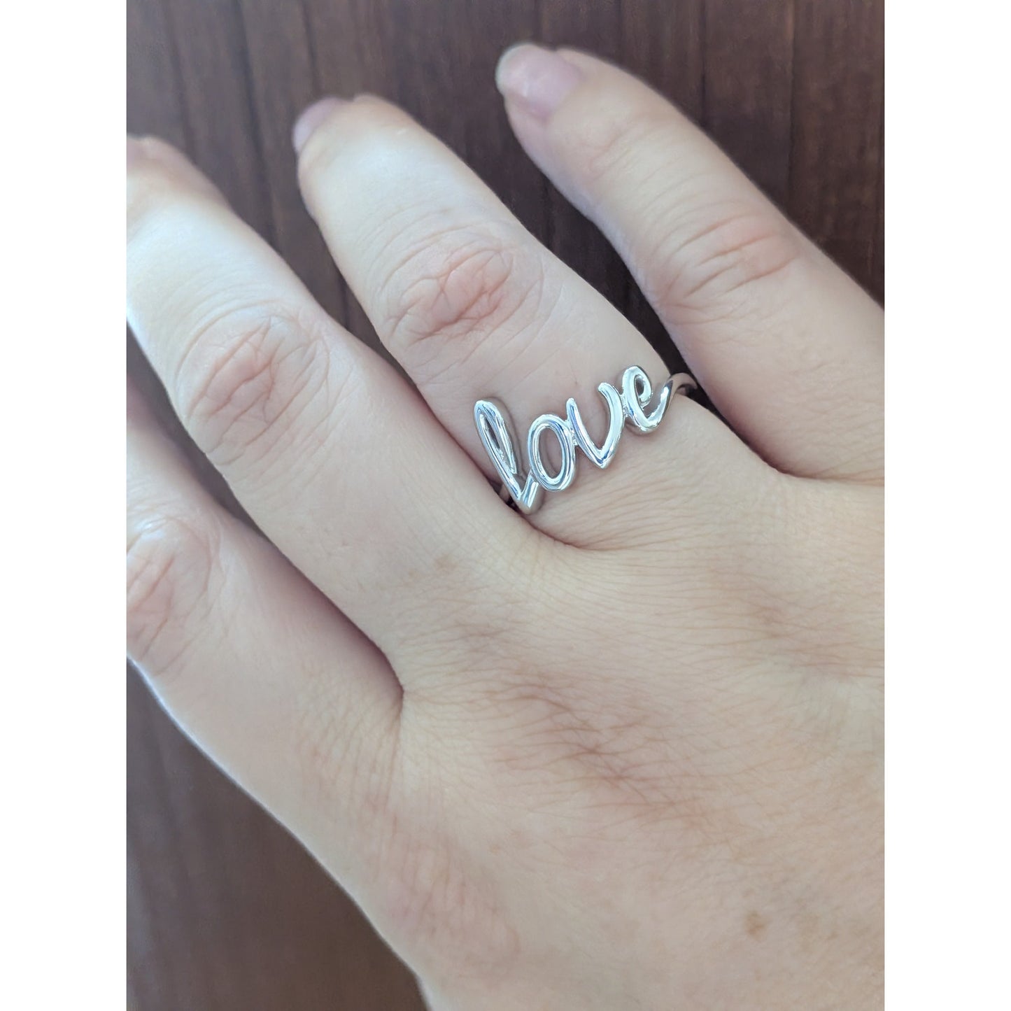 Estate 14k White Gold "Love" Cursive Script Ring Size 7