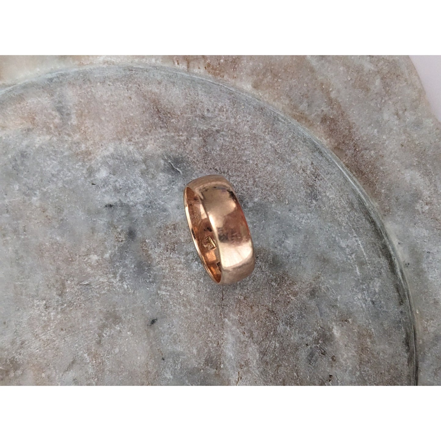 Vintage Early 1920s 14k Rose Gold Simple 6mm Wedding Band Ring Size 8.75