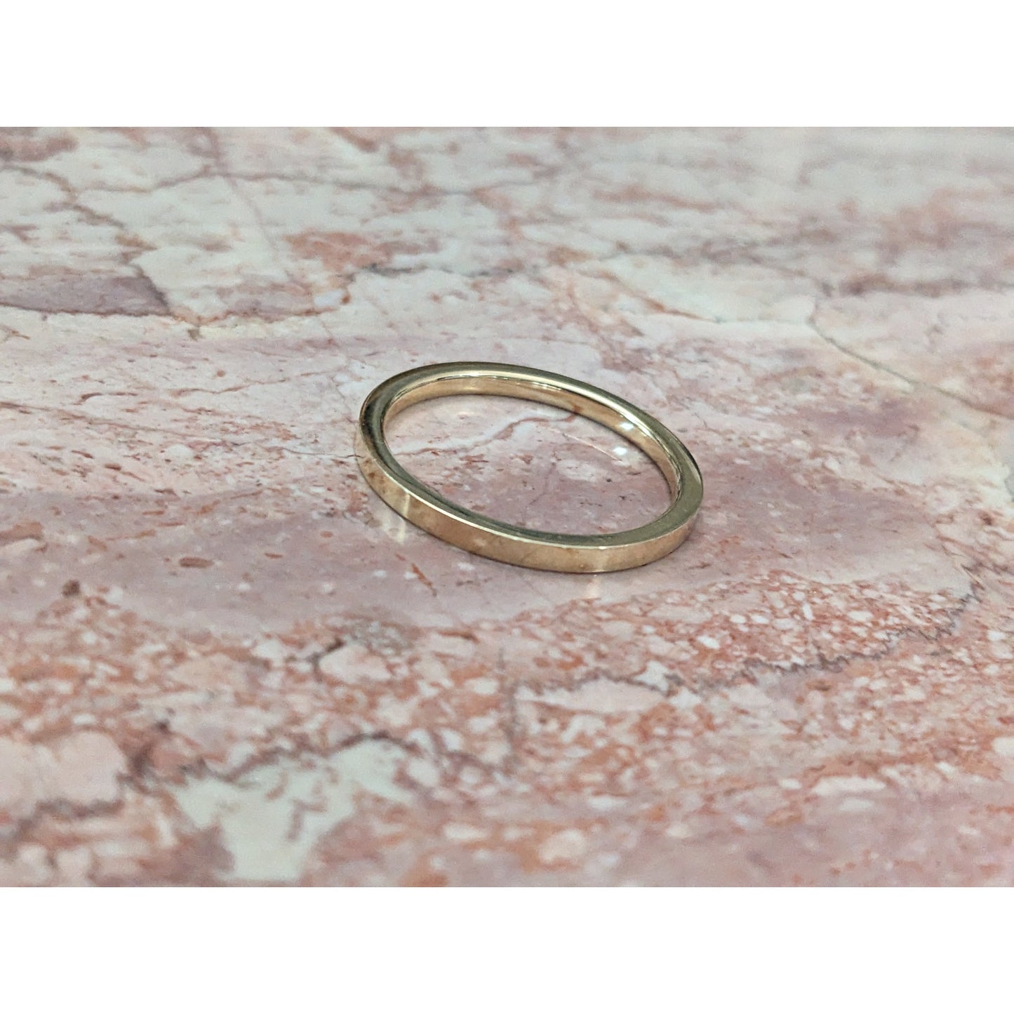 Estate 14k Solid Yellow Gold Simple Flat Minimal 2mm Wedding Band Ring Size 10