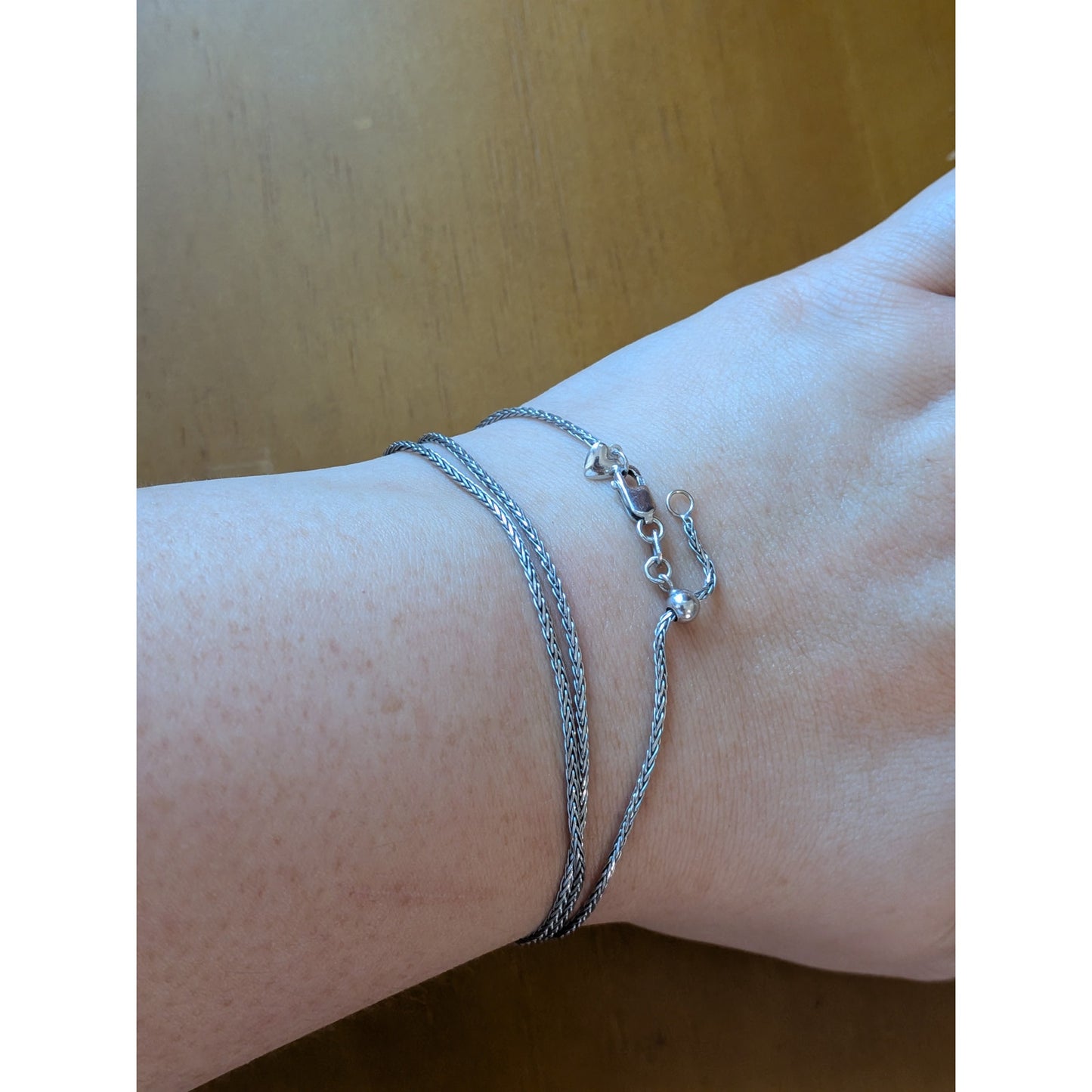 Preowned Versatile 14k White Gold Wheat Chain Necklace Sliding Clasp