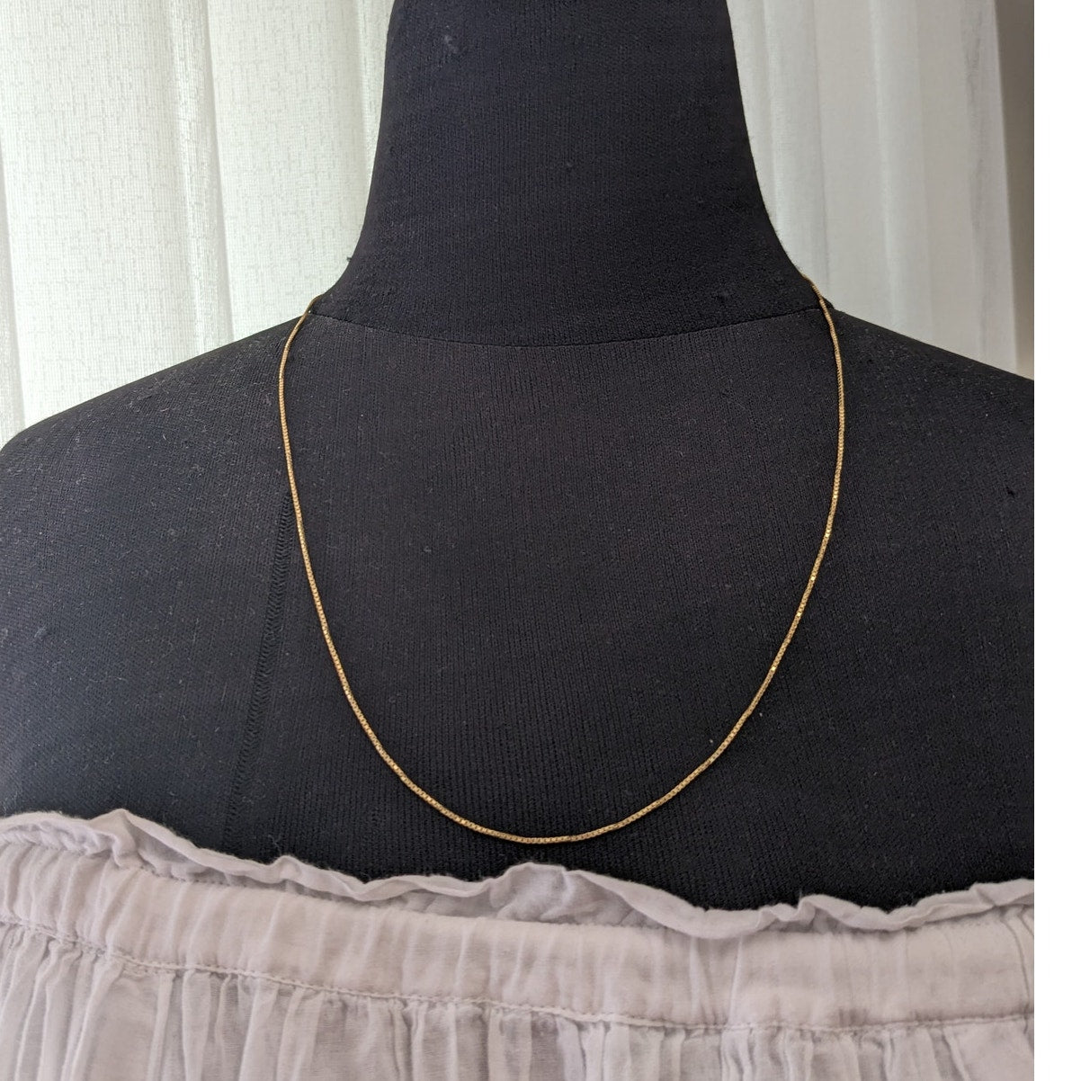 Vintage 14k Yellow Gold Box Chain Simple Necklace 24in