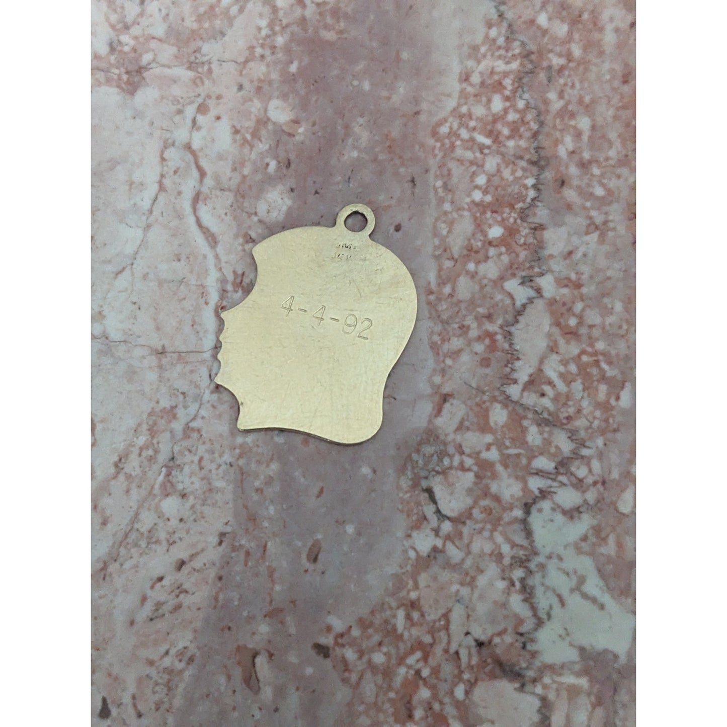 Vintage 14k Yellow Gold Flat Girl Silhouette Engraved "KASSIDY" & "4-4-92" Charm