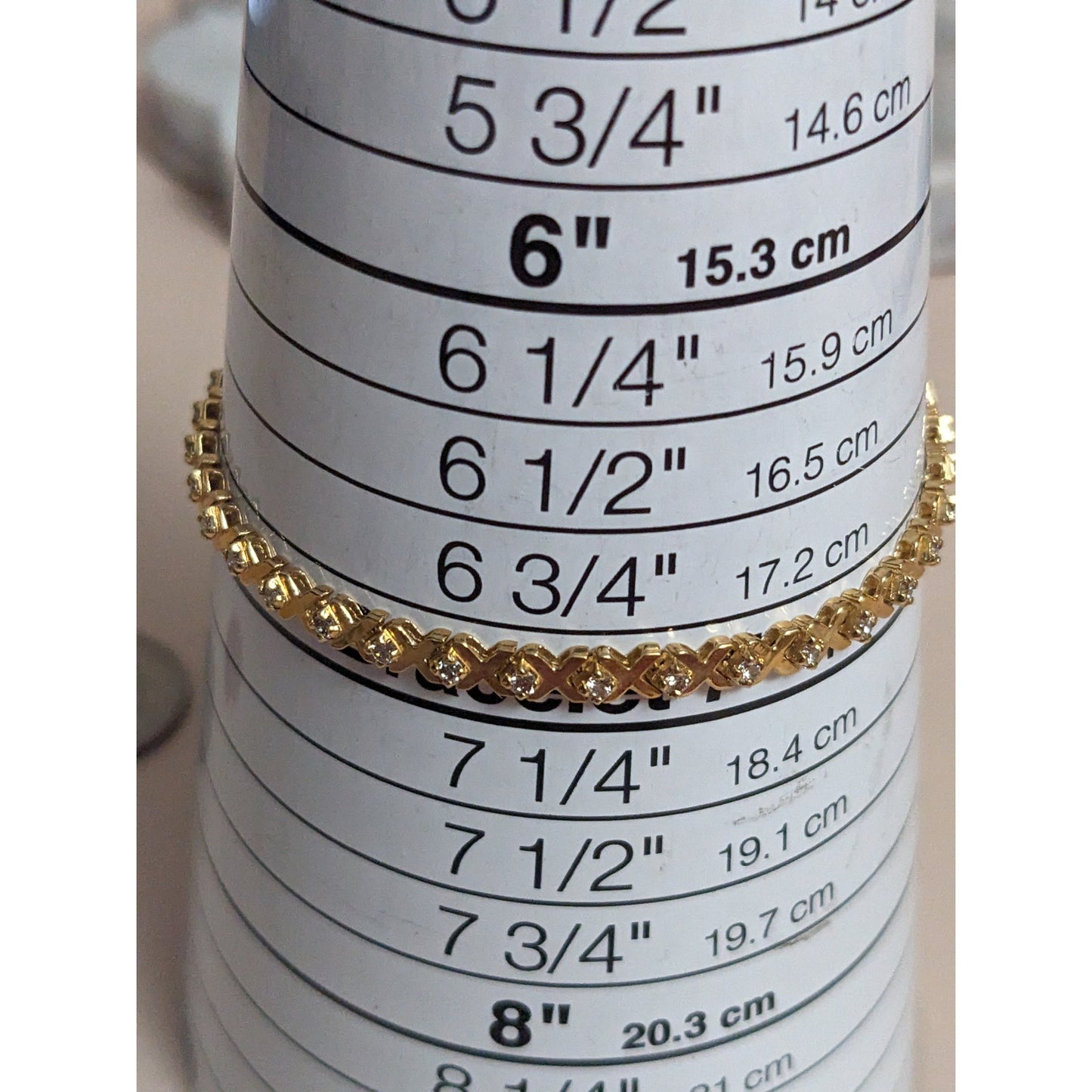 Vintage 14k Yellow Gold XOXO Diamond Tennis Bracelet 7in