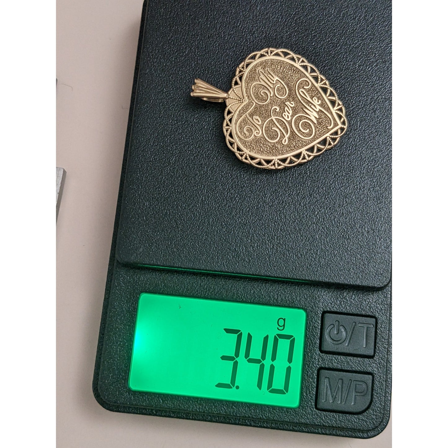 Vintage 14k Gold Heart Pendant "To My Dear Wife" & "With All My Love 4 Ever"
