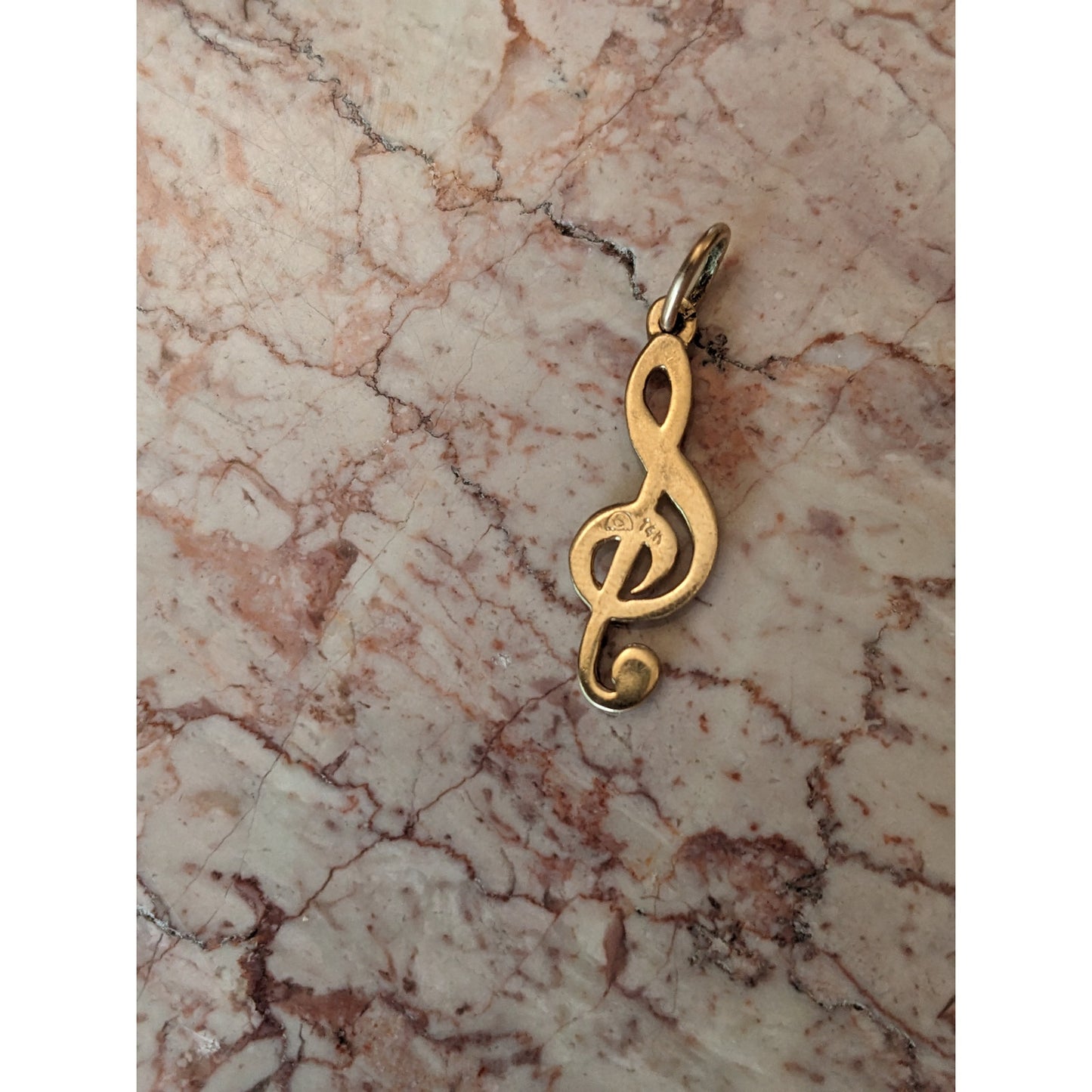 Vintage 14k Yellow Gold Music Treble Clef Note Charm or Pendant