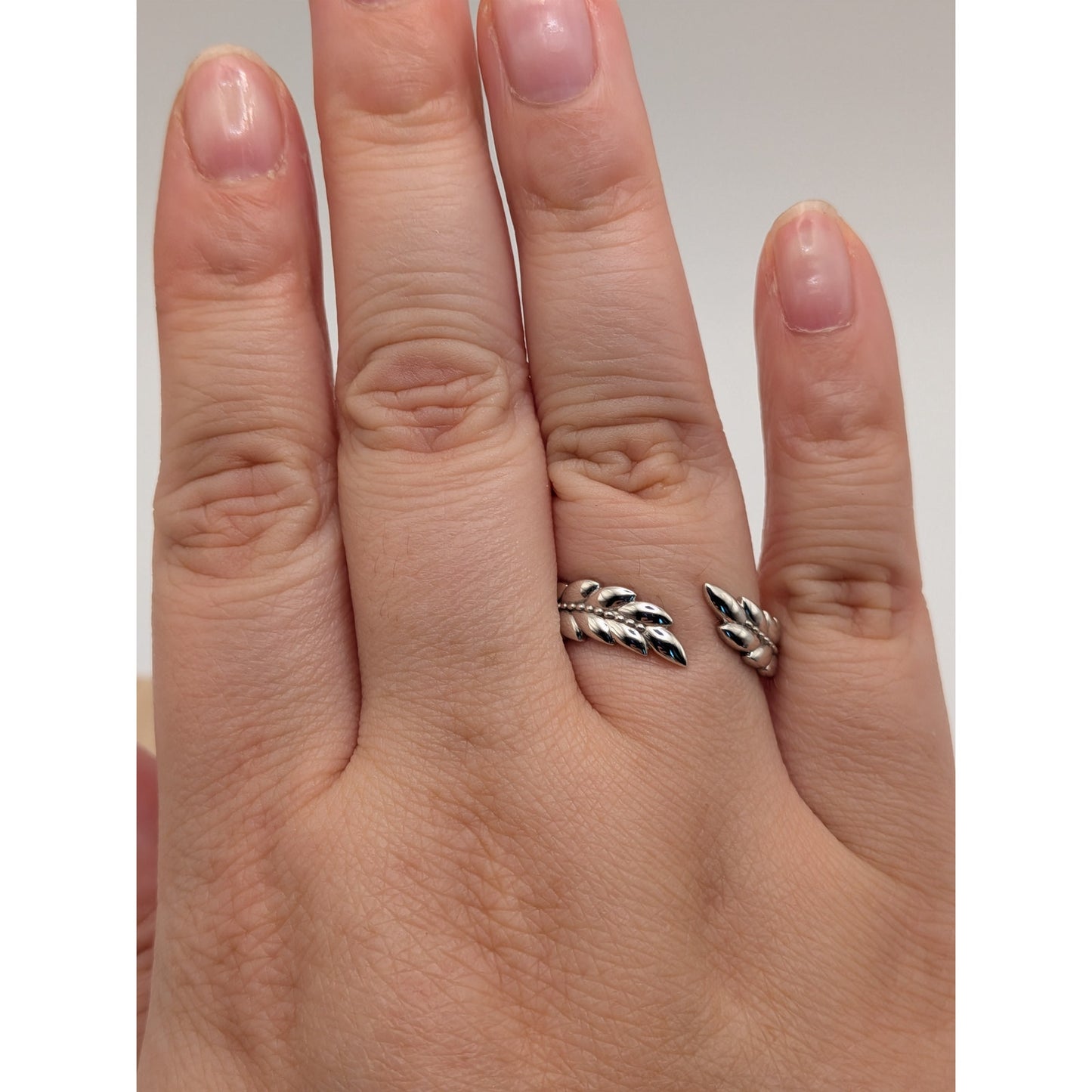 Estate 14k White Gold Wheat Leaf Plant Ring Size 7.5