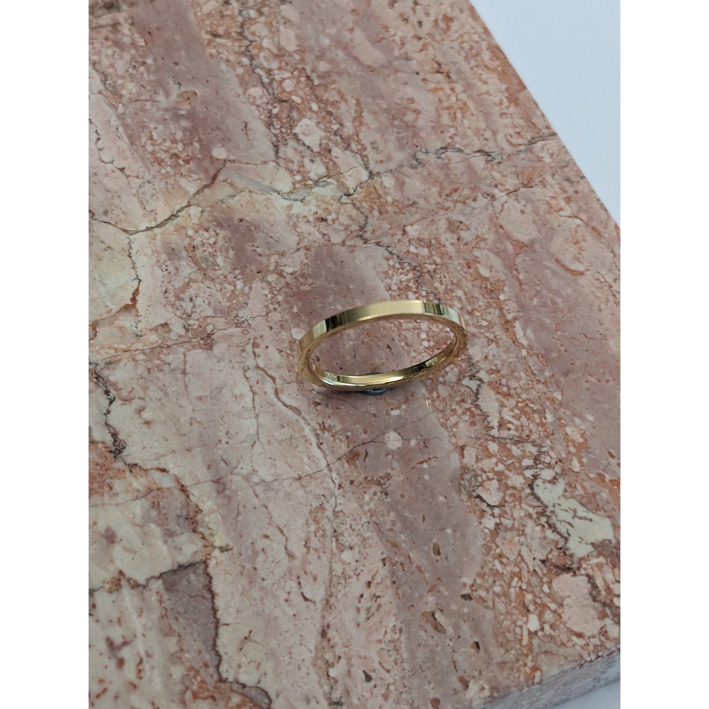 Estate 14k Solid Yellow Gold Simple Flat Minimal 2mm Wedding Band Ring Size 10