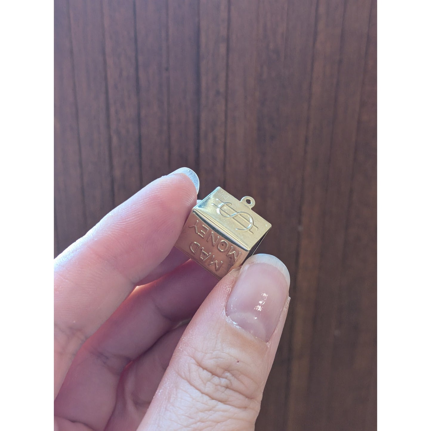 Vintage 14k Yellow Gold Mad Money Charm Pendant w/ Dollar Bill