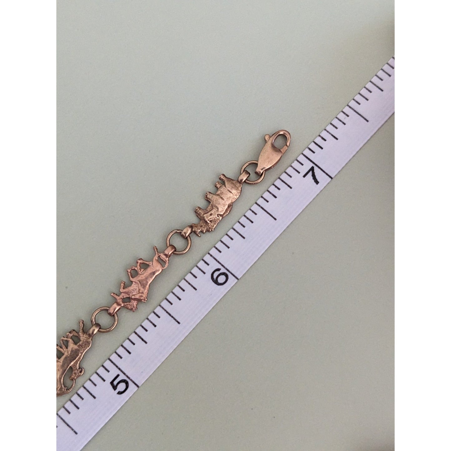 Vintage 10k Yellow & Rose Gold Noah's Ark Charm Bracelet 7in