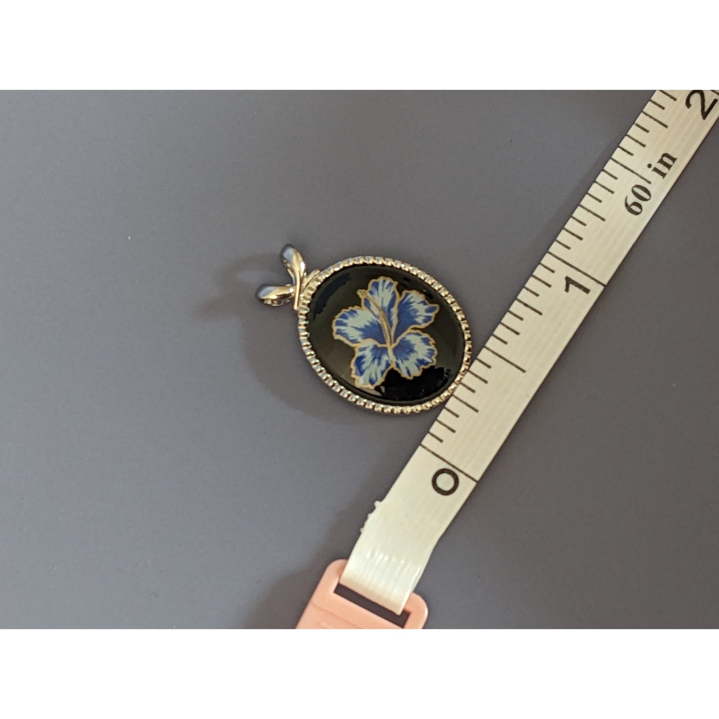 Vintage Andre Mouche Blue Flower Pendant in Silver Tone