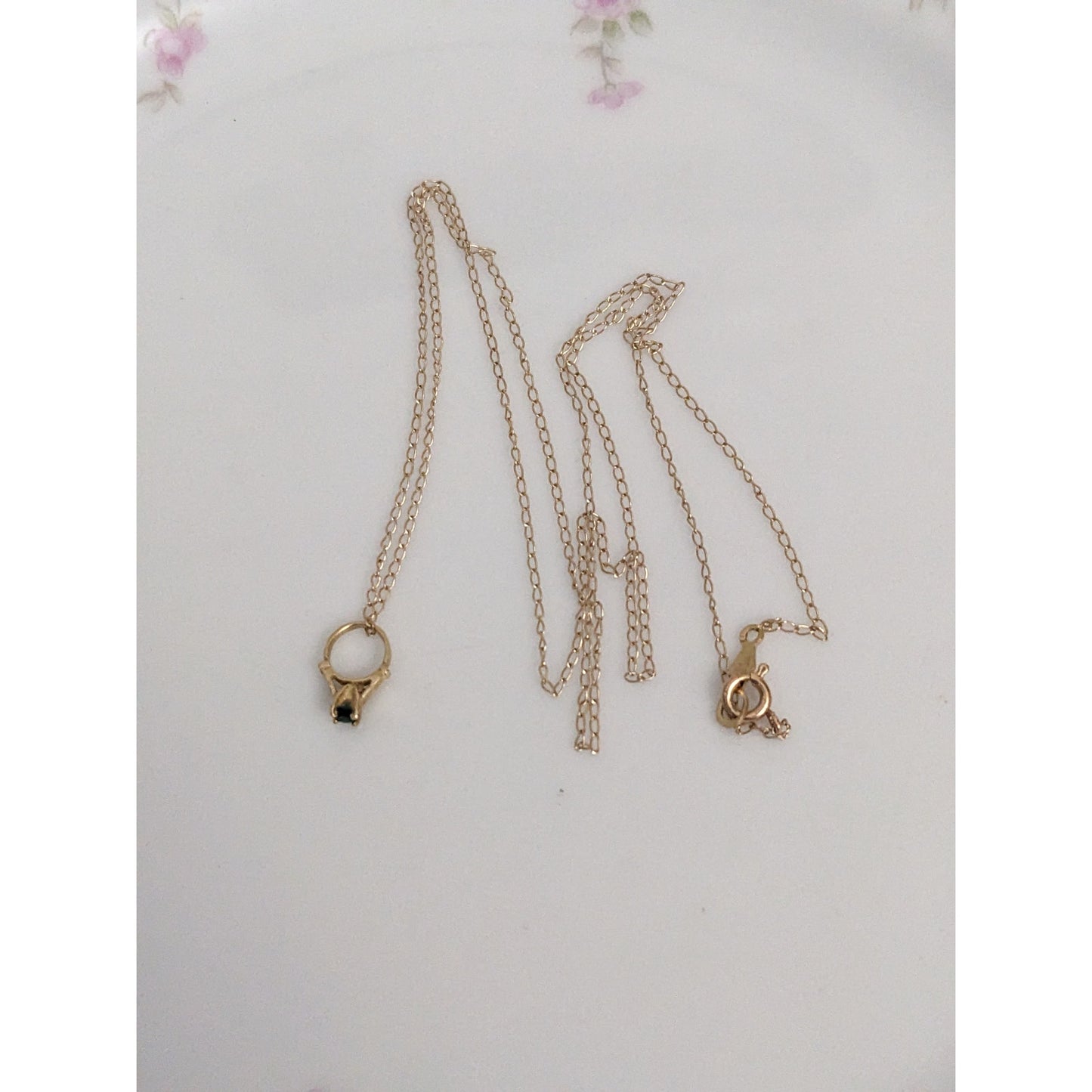 Vintage 14k Ultra Dainty Ring Charm with Necklace