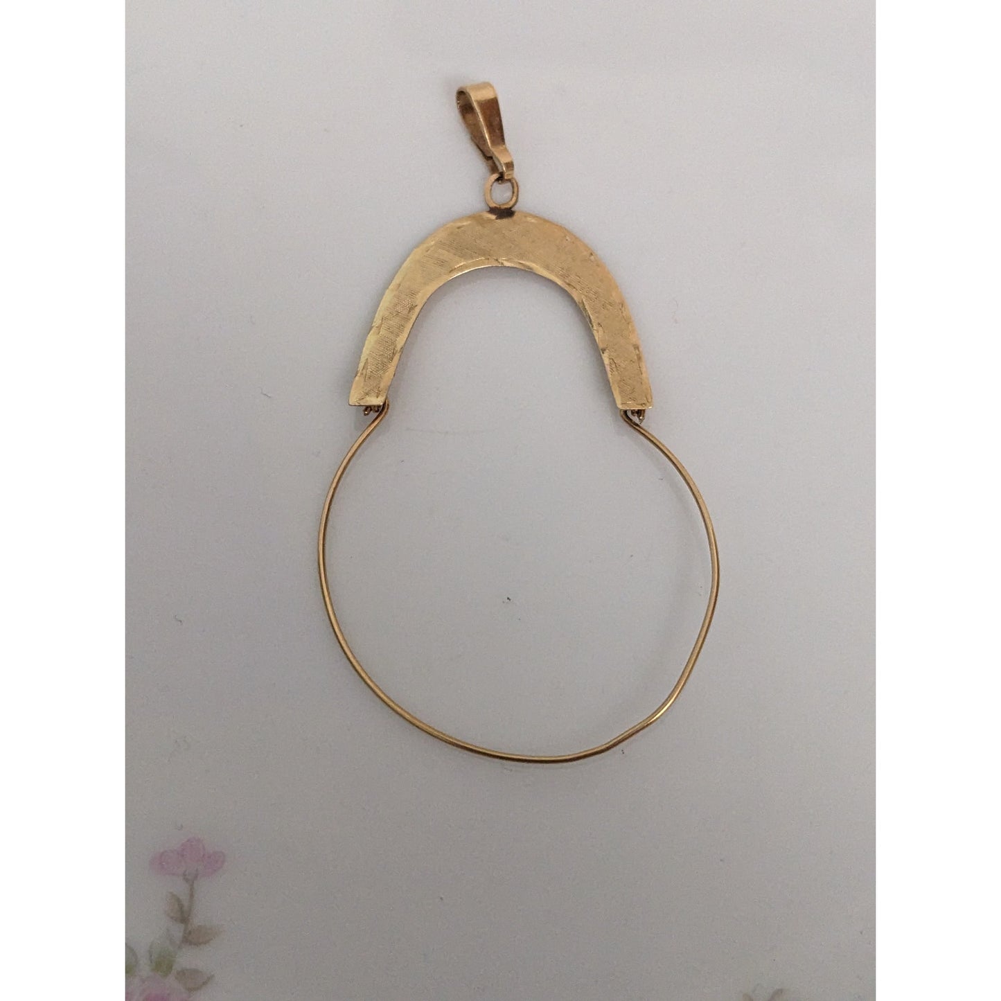 Vintage 14k Yellow Gold House Shoe Charm Holder Pendant