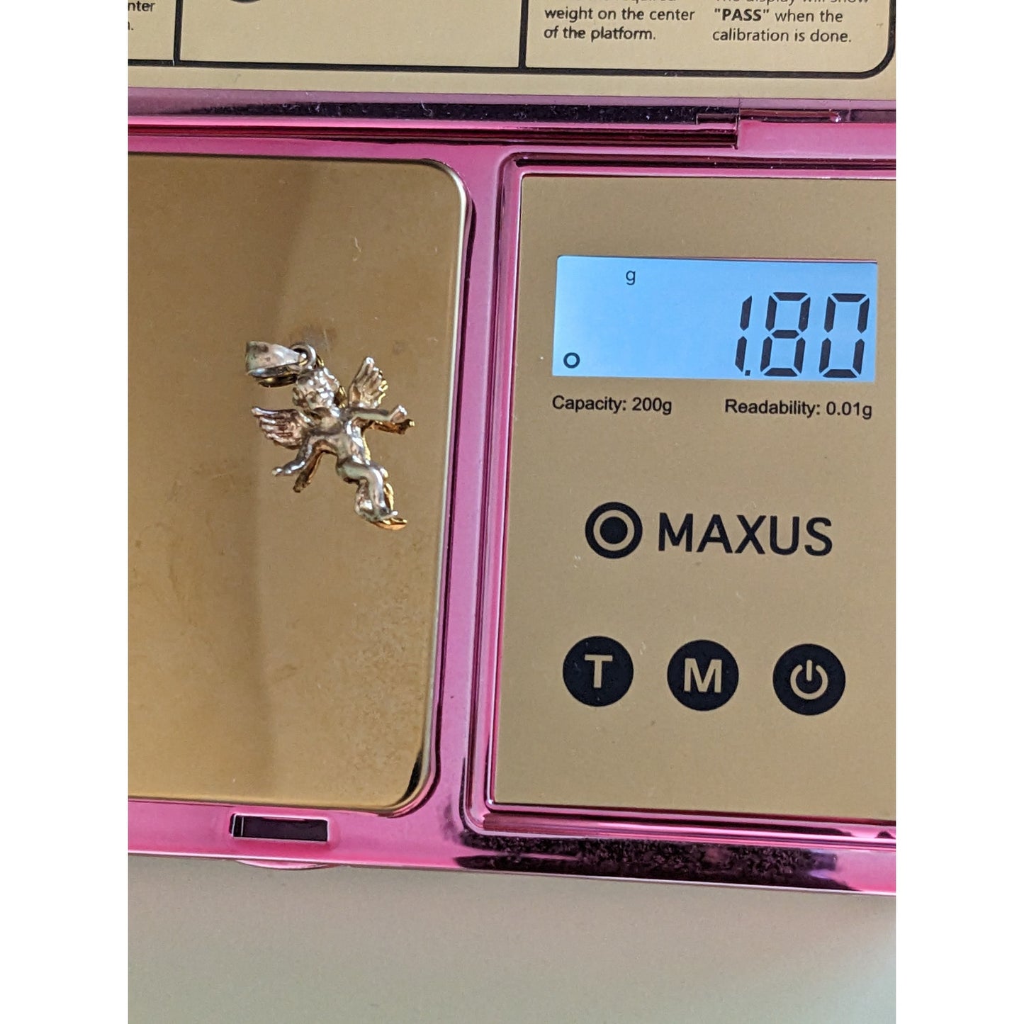 Vintage 14k Yellow Gold Small Cherub Angel Pendant Charm