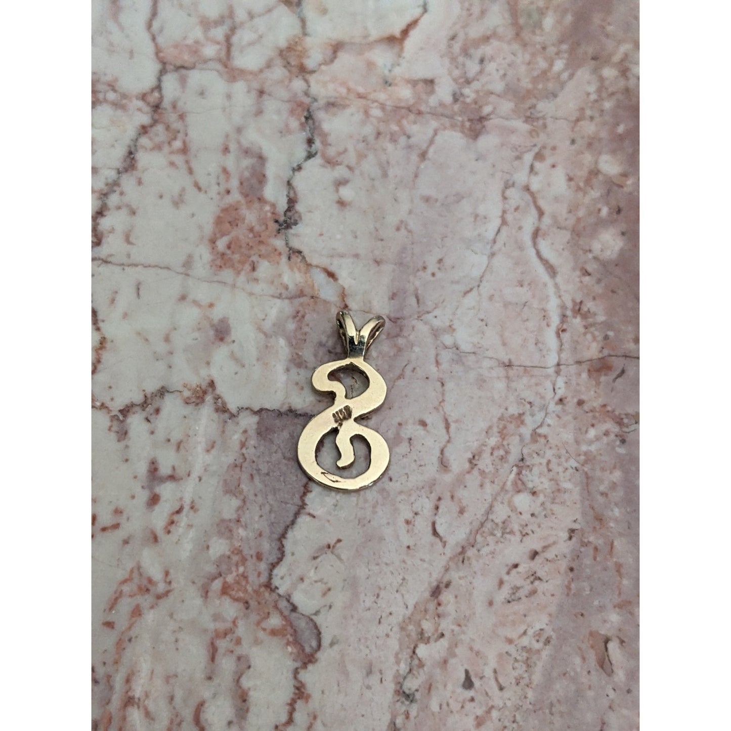 Estate 12k Yellow Gold "S" Letter Initial Charm Pendant