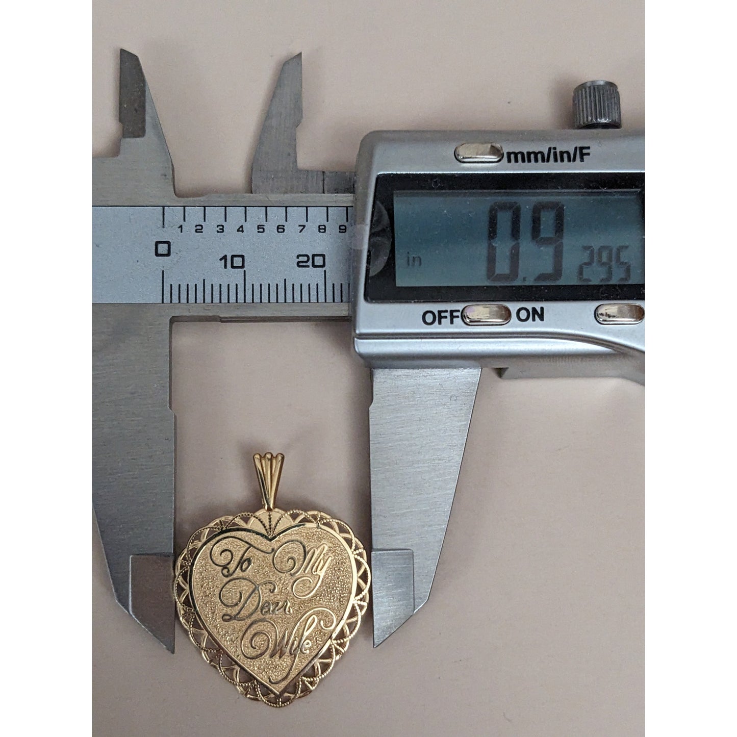Vintage 14k Gold Heart Pendant "To My Dear Wife" & "With All My Love 4 Ever"