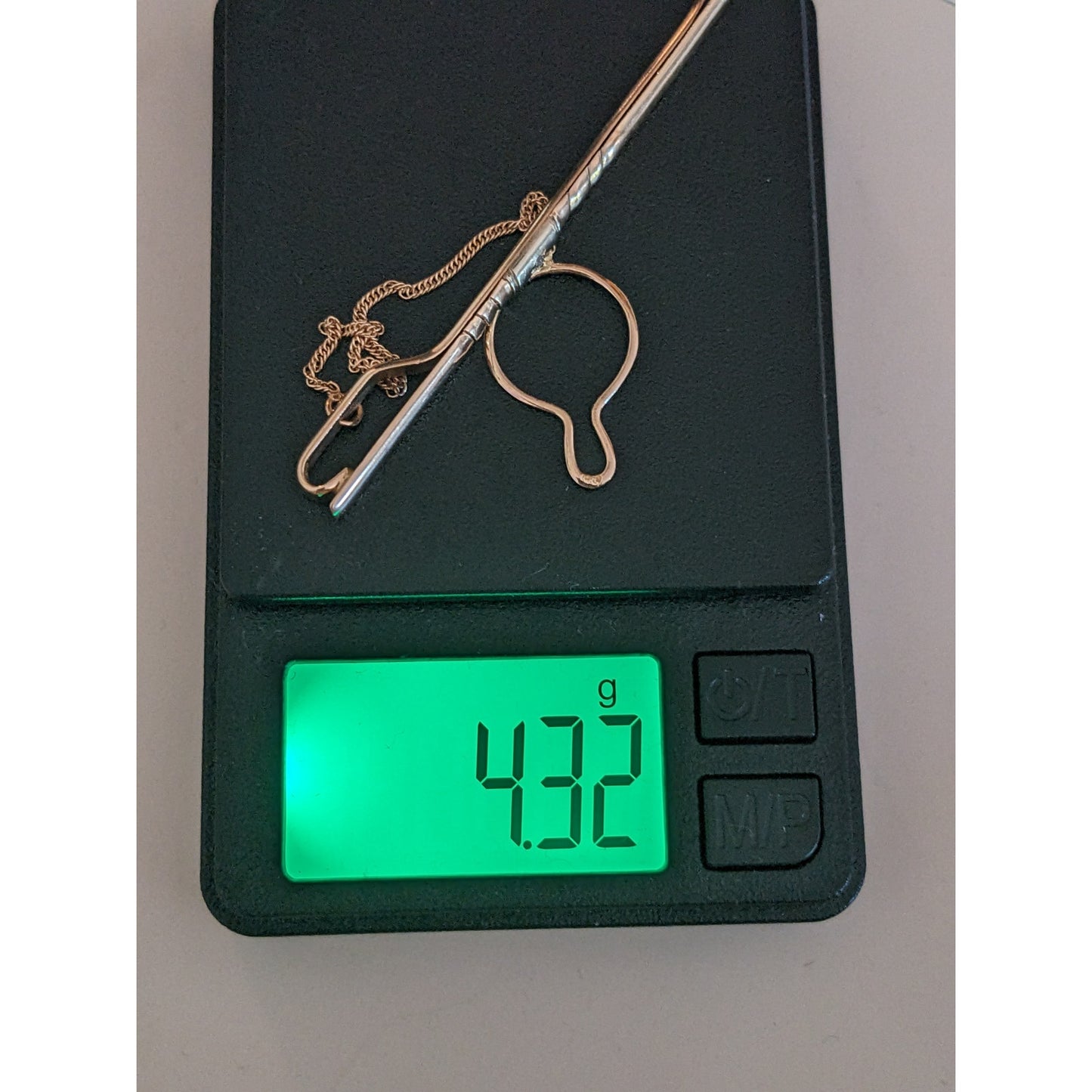 Vintage 1990s 14k Yellow Gold Tie Clasp Clip Tiny with Diamond Chip