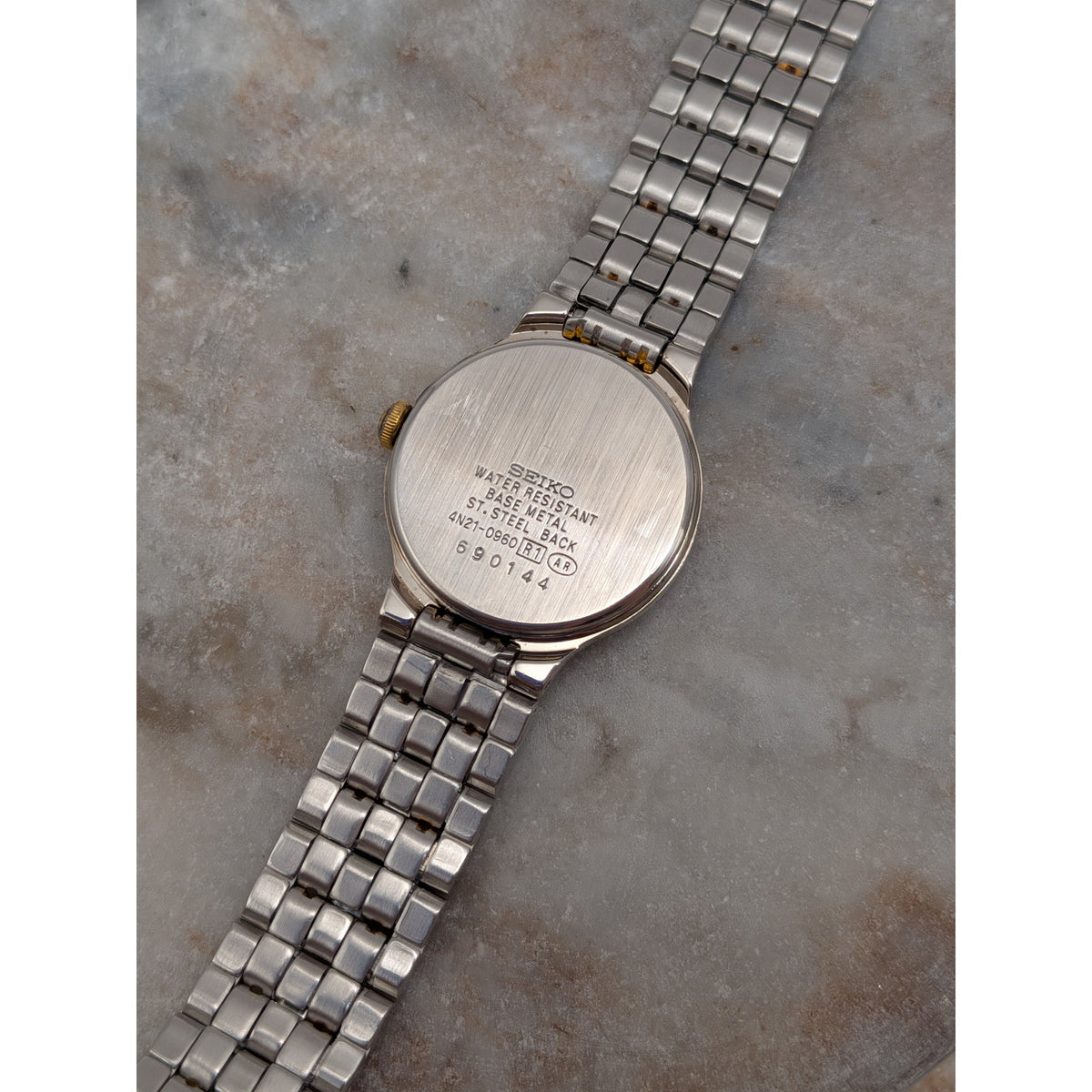 FLAW Vintage 1990s Seiko 4N21-0960 Two Tone Quartz Watch
