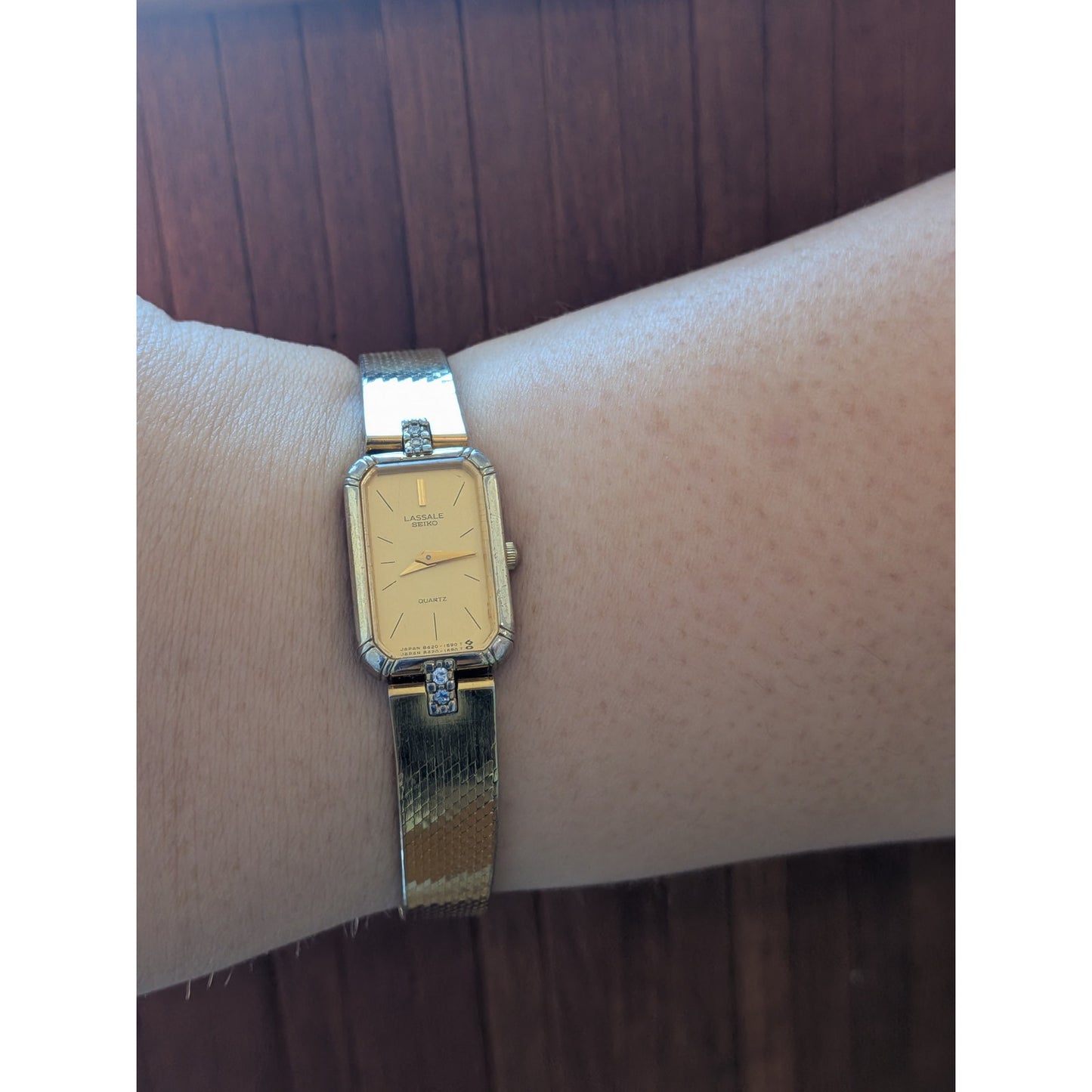 Vintage Seiko Lassale Quartz Gold Tone Watch 6.5in Working