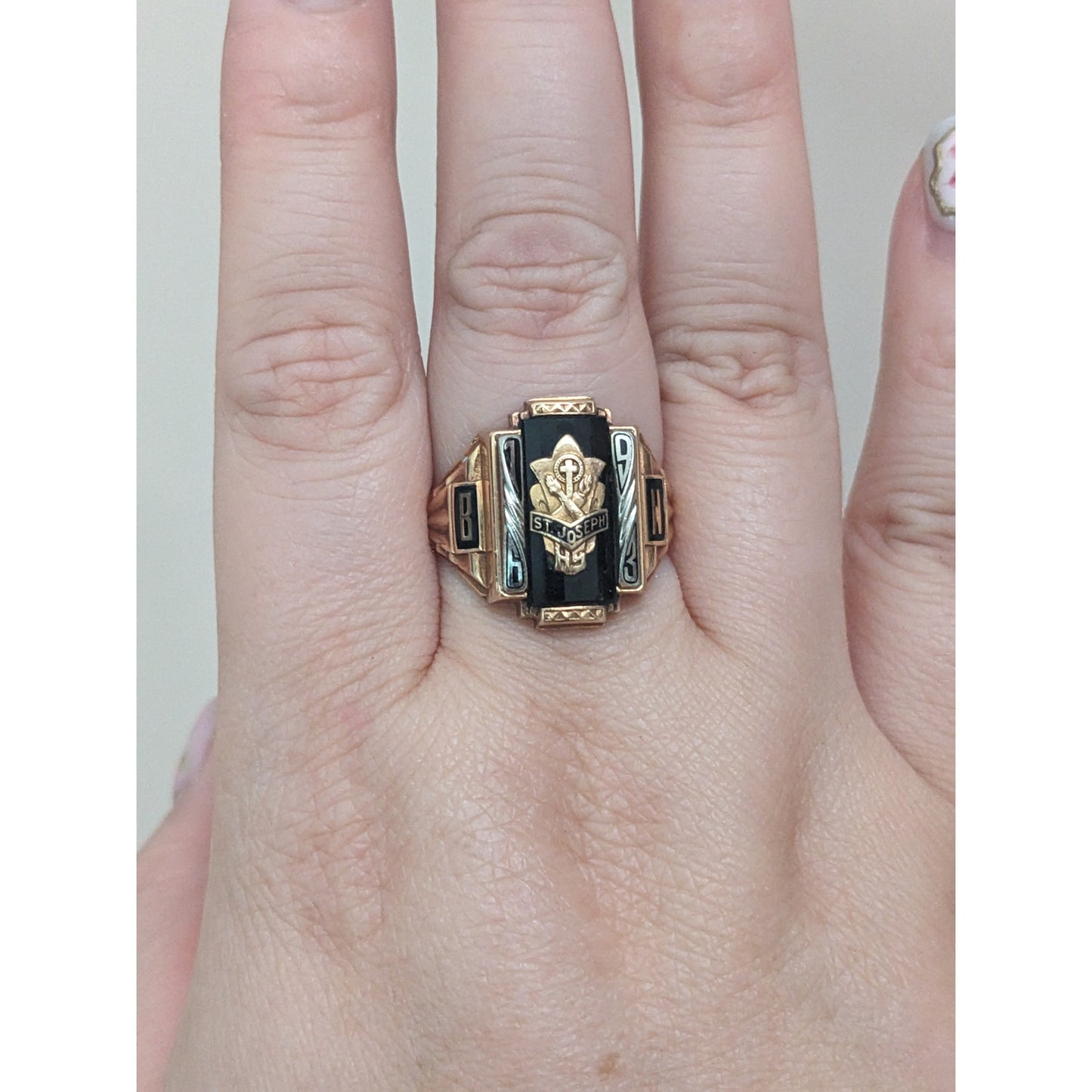 Vintage 10k Yellow Gold 1963 St Joseph Class Ring Size 9.25