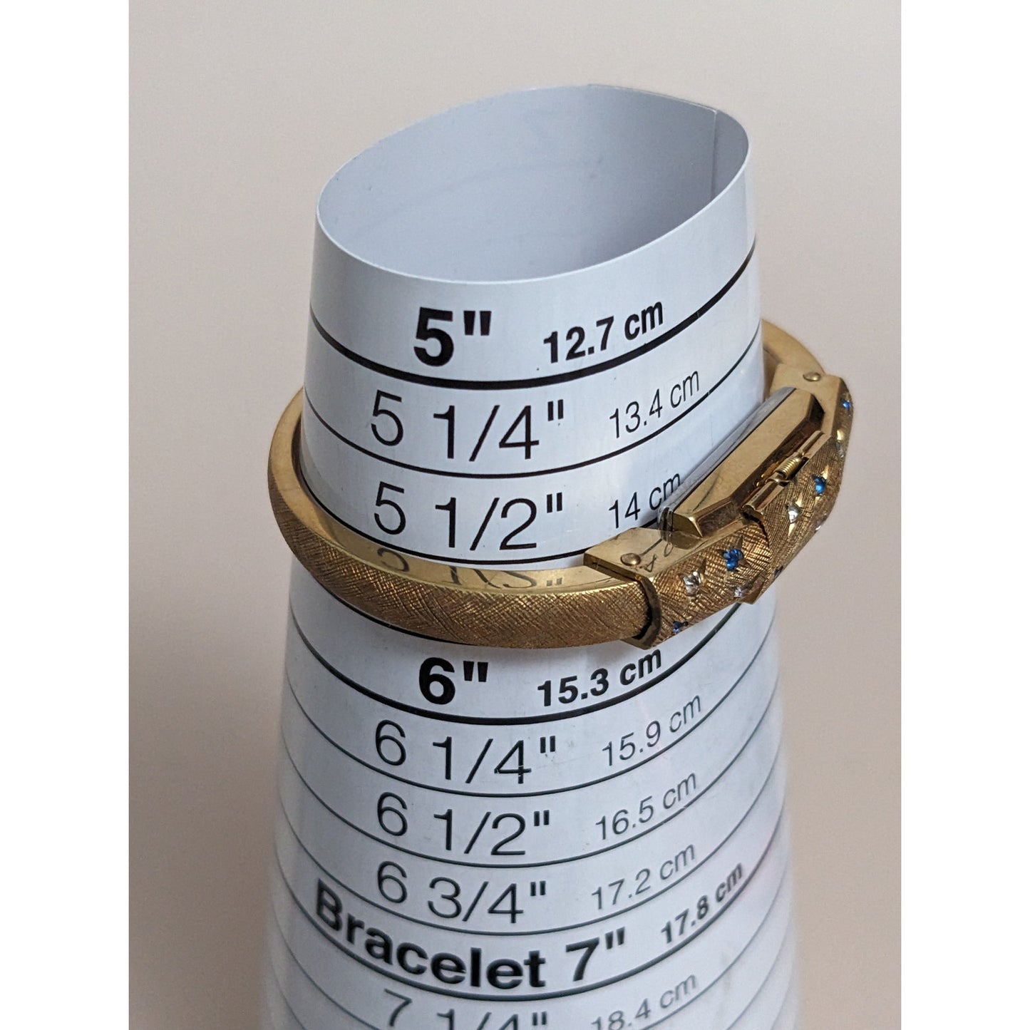 Vintage Andre Mouche Silver Tone Bangle Watch with Blue Floral Enamel Working