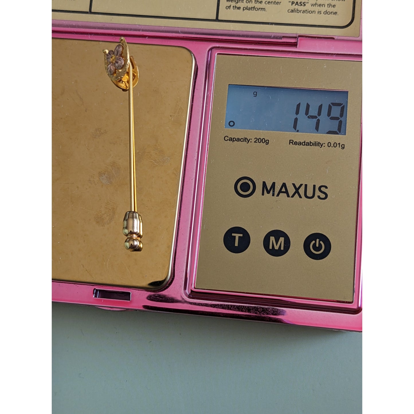 Vintage 10k Yellow and Rose Gold Flower on Horseshoe Stick Pin