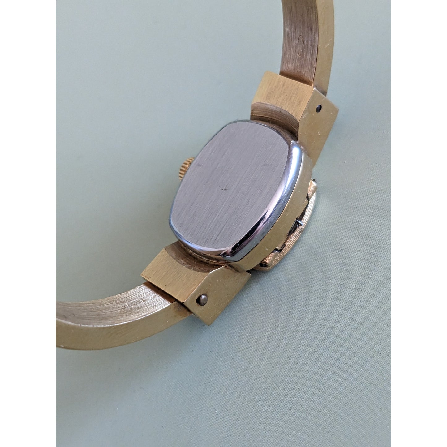 Vintage Chandler Gold Tone Metal with Blue Enamel Floral Watch