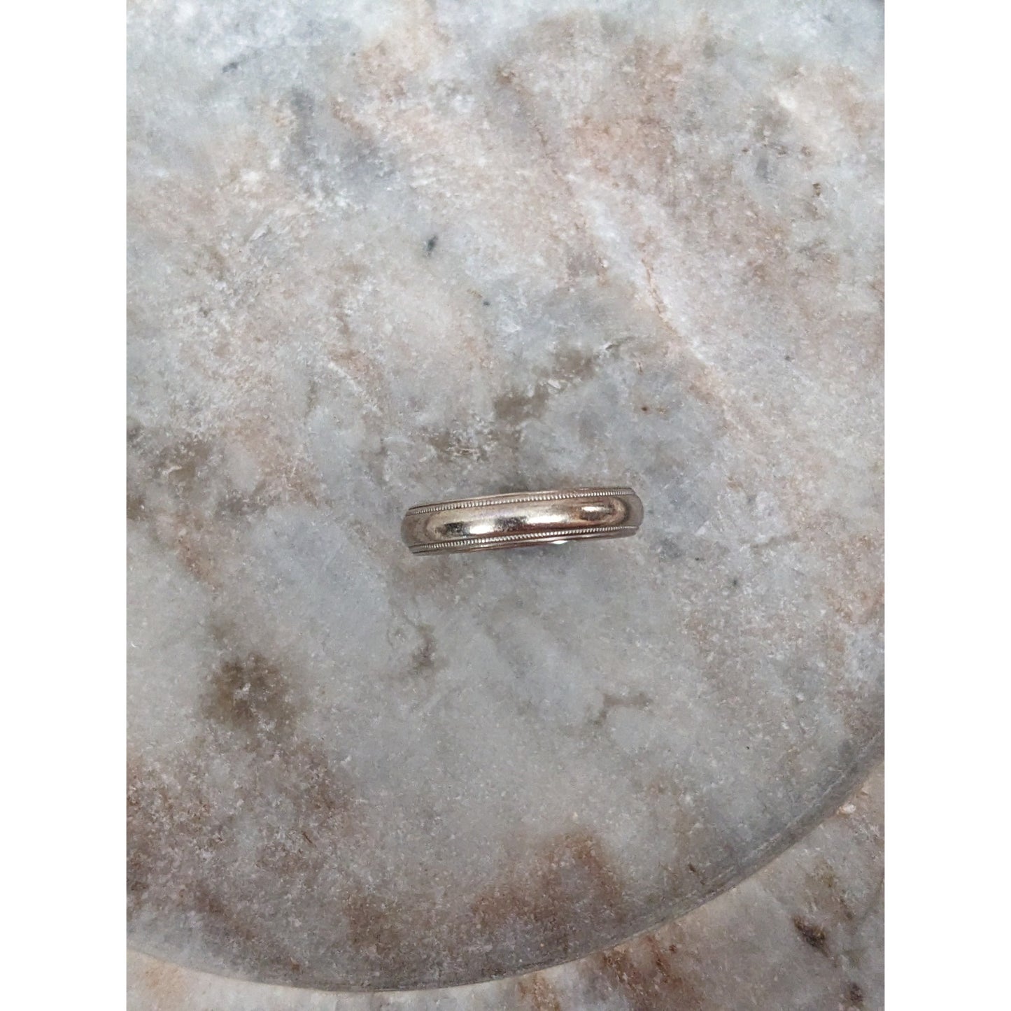 Vintage 10k White Gold "Our Love Is Eternal" Engraved Simple Wedding Band Size 7