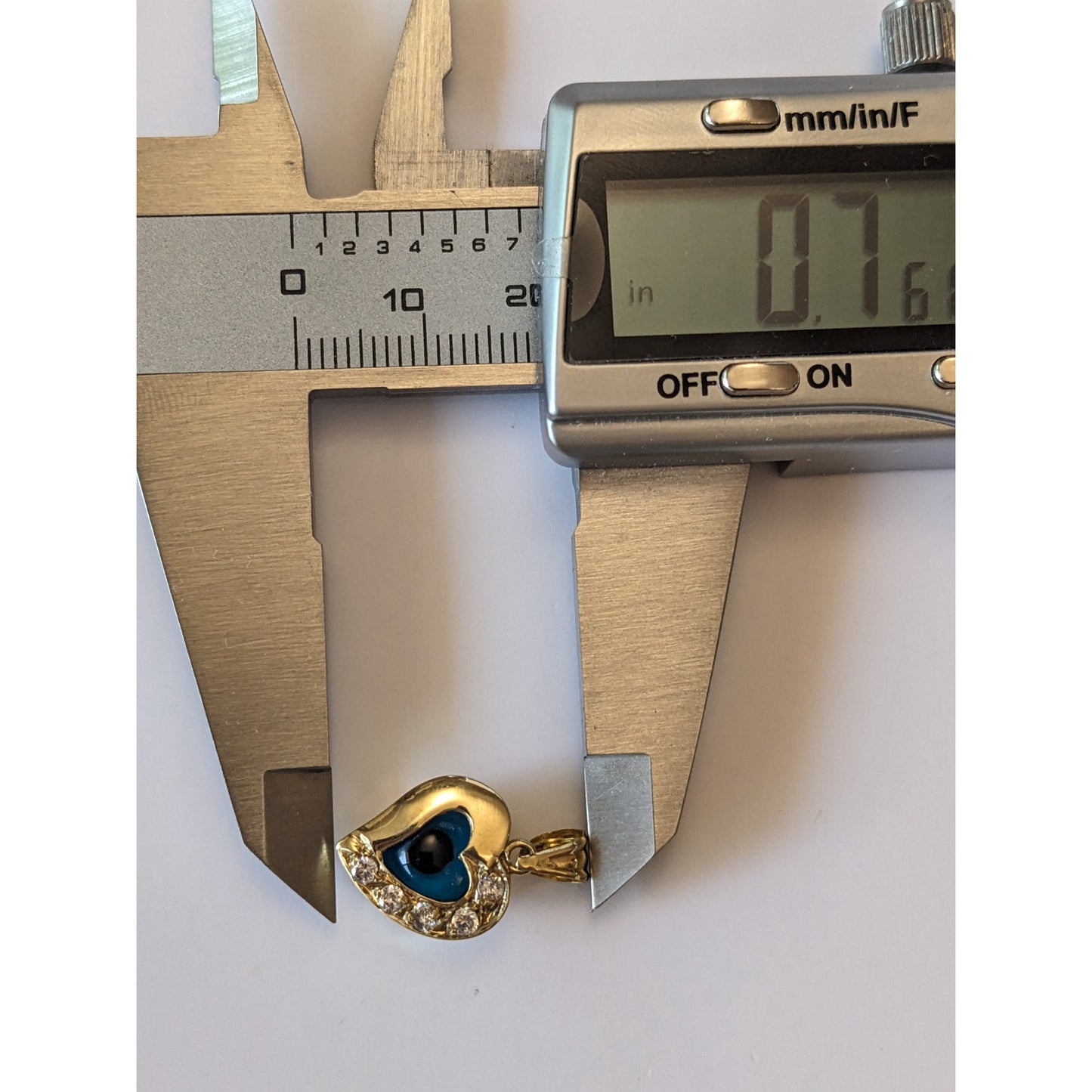 Vintage 14k Yellow Gold Heart Charm with Evil Eye and White Stone Accents