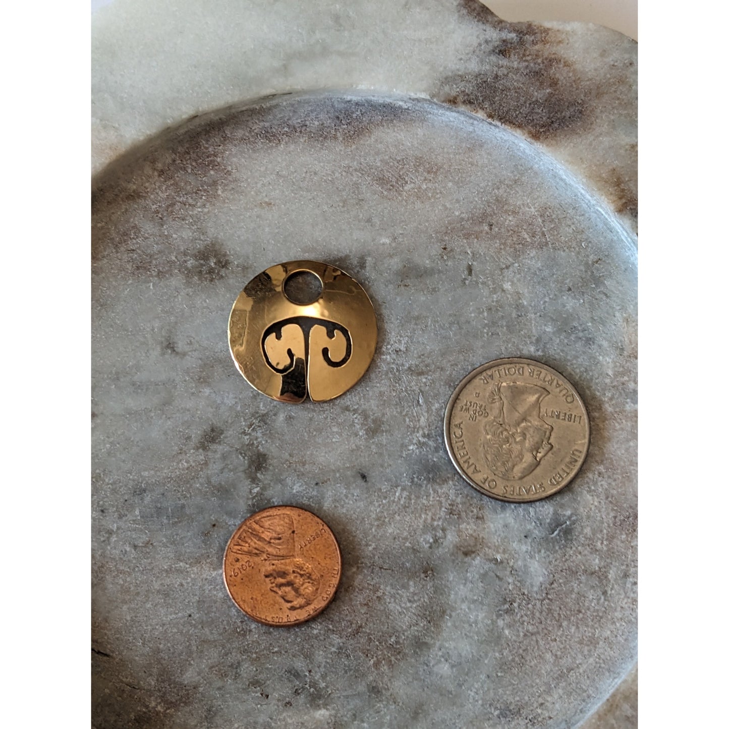 Vintage 14k Yellow Gold Modernist Medallion Cutout Pendant NO BAIL