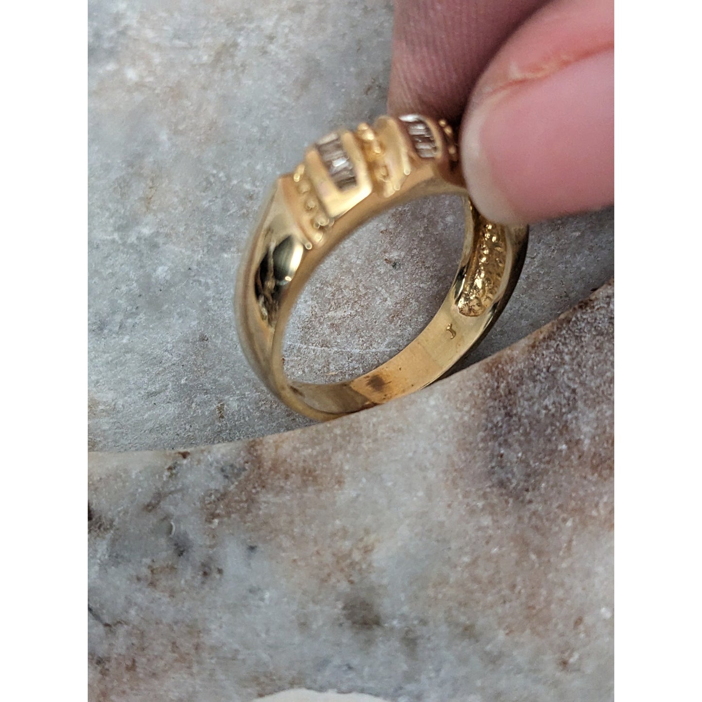 Vintage 14k Yellow Gold Baguette Diamond Ring Size 9.25 US
