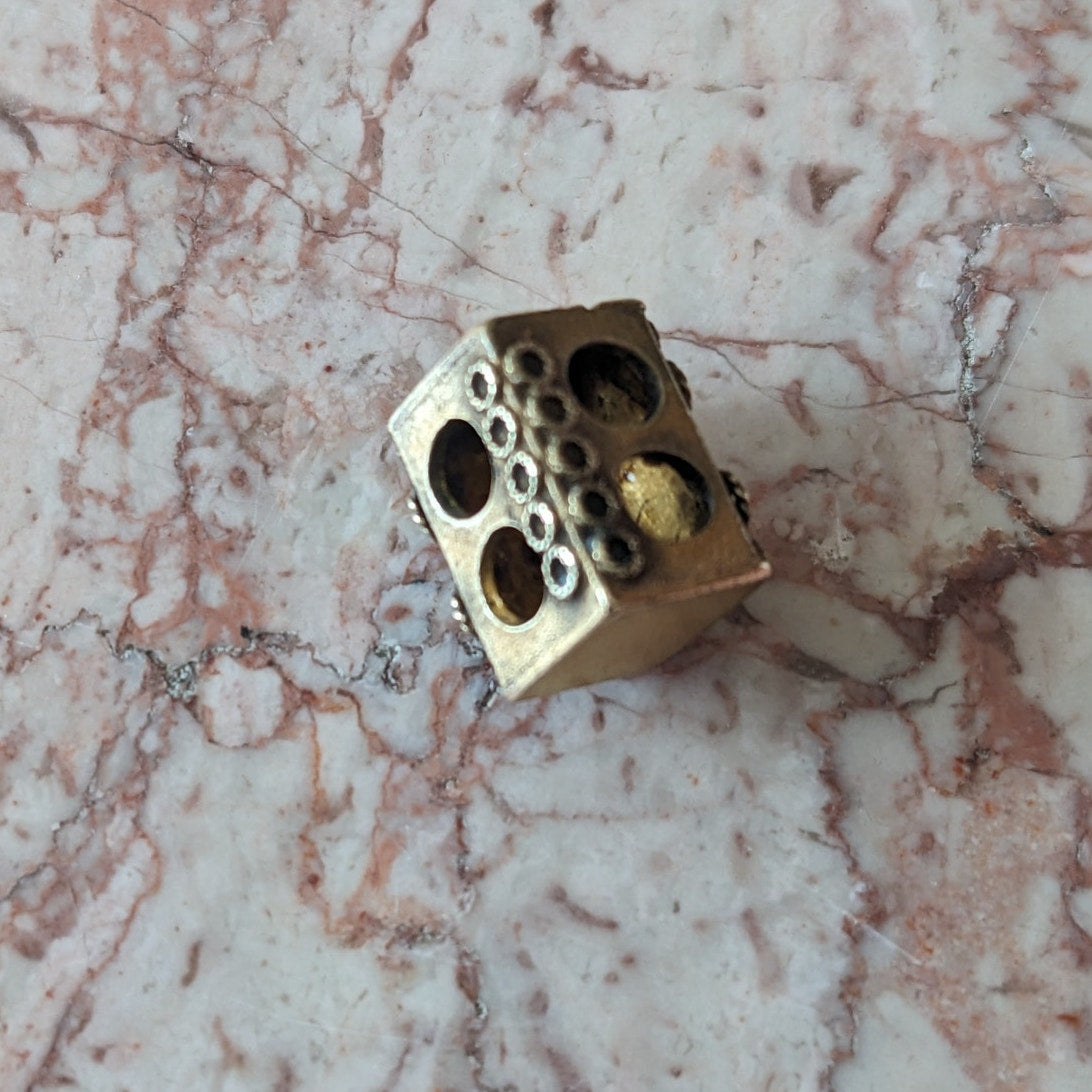 FLAW Vintage Unmarked 10k Gold Slide Charm with Faux Pearls