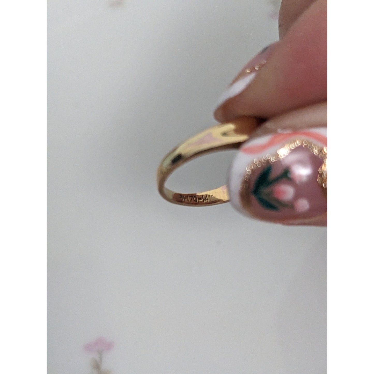 Vintage 14k Yellow Gold "LOVE" Dainty Diamond Accent Ring Size 4.5 US