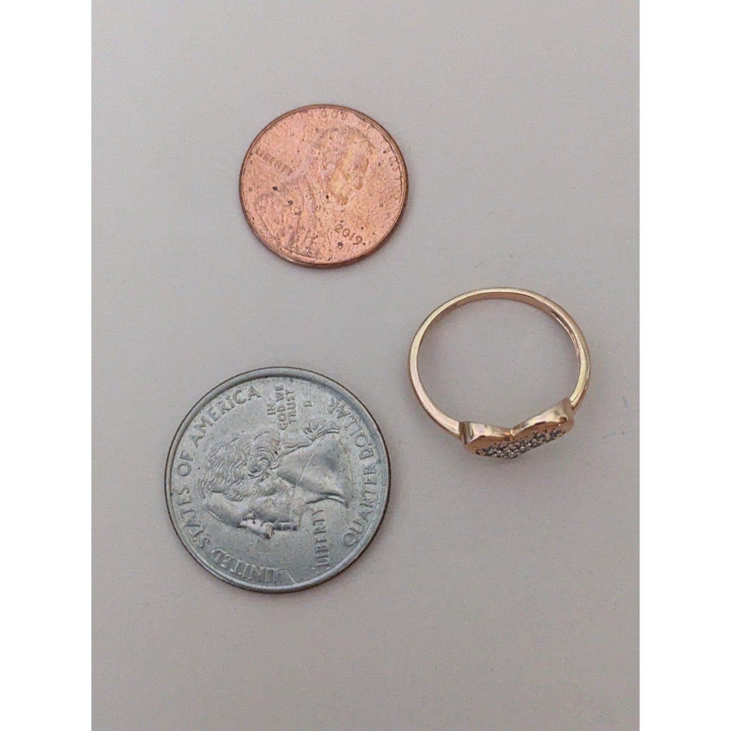 Vintage 14k Rose Gold Heart with White Stone Accents Cluster Ring Size 5.5