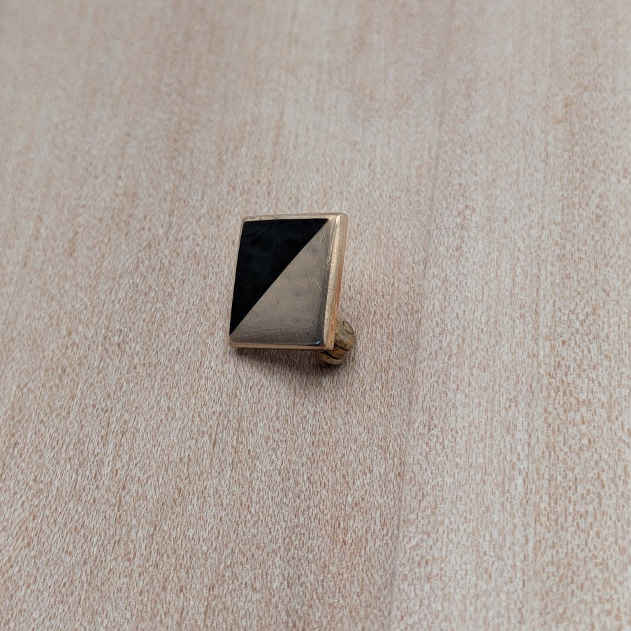 Vintage 6k Yellow Gold with Black Enamel Geometric Pin